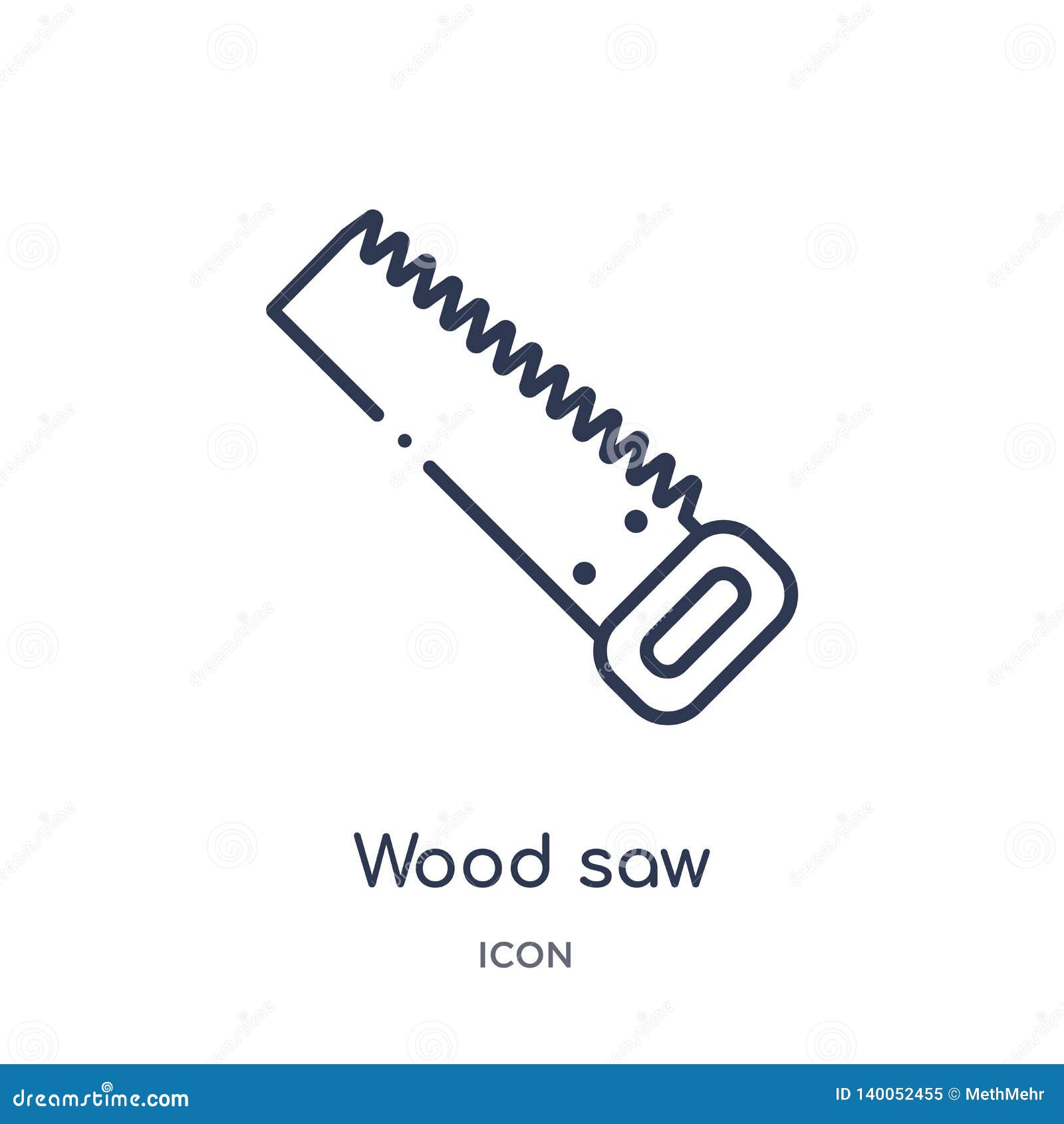 linear wood saw icon from construction outline collection. thin line wood saw   on white background. wood saw trendy
