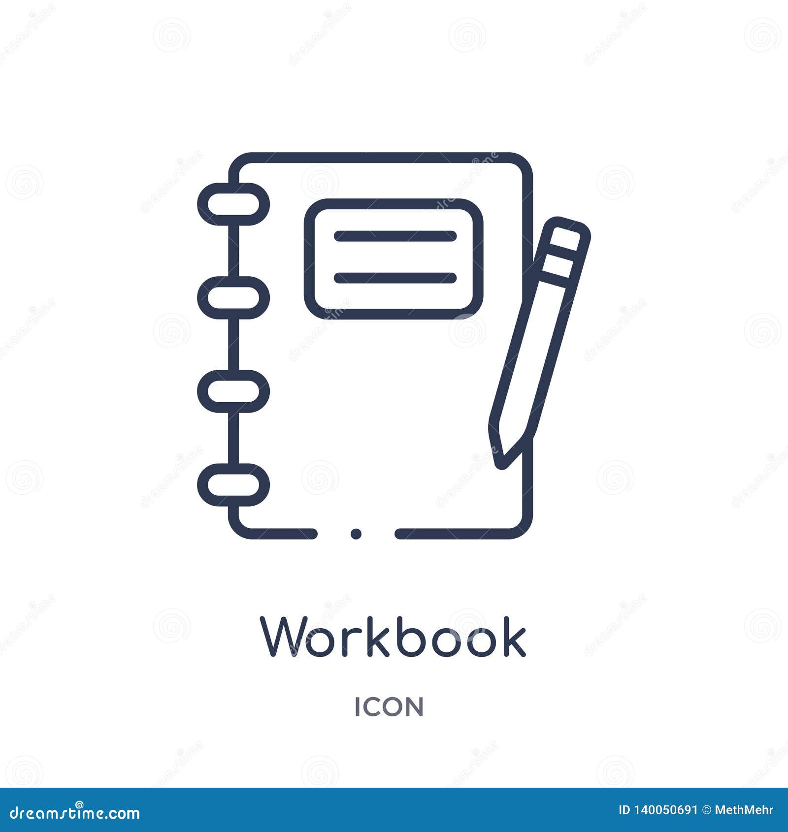 linear workbook icon from business and analytics outline collection. thin line workbook   on white background.