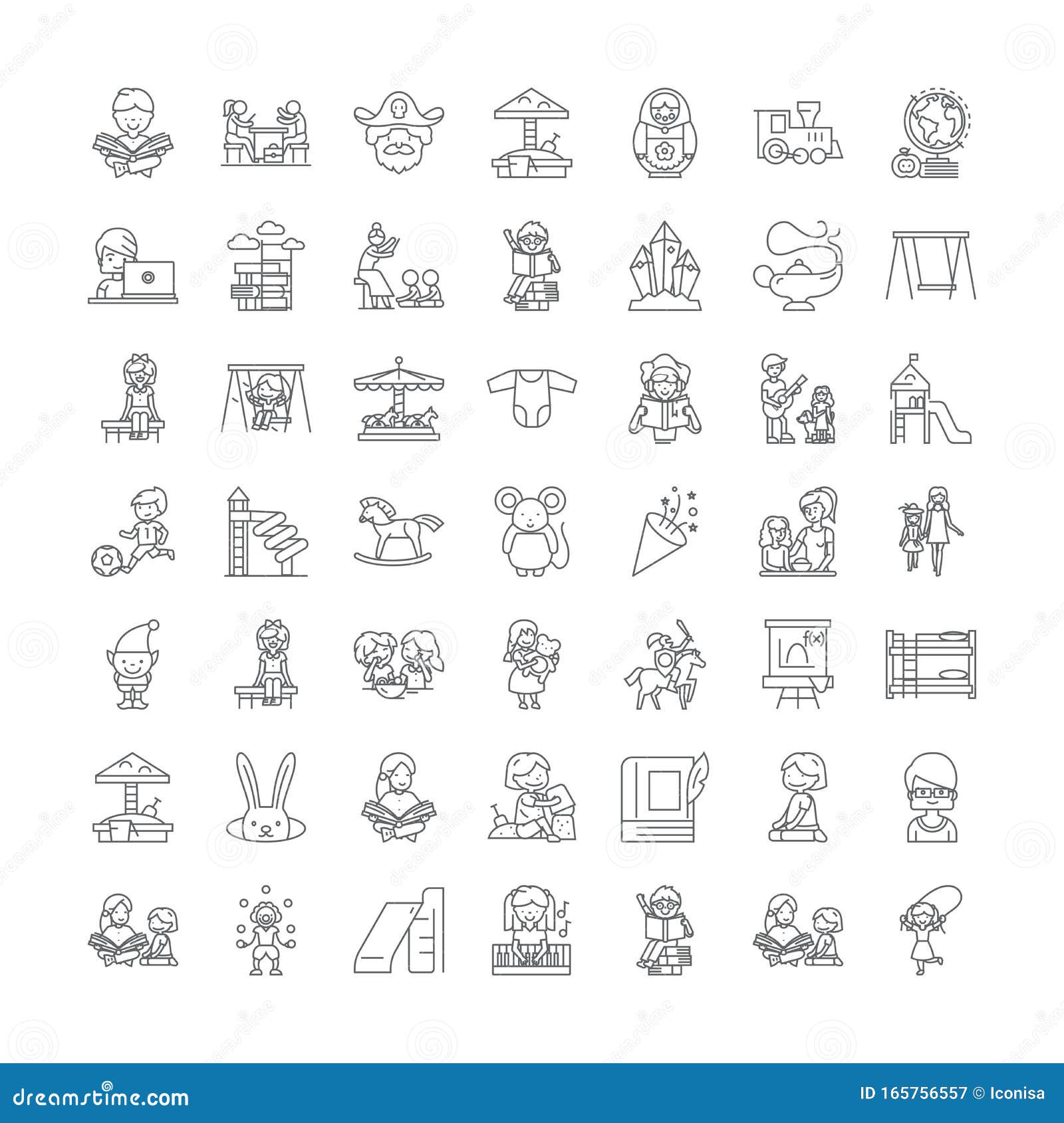 Lineare Icons Der  Kindergarten Klasse  Zeichen  Symbole 