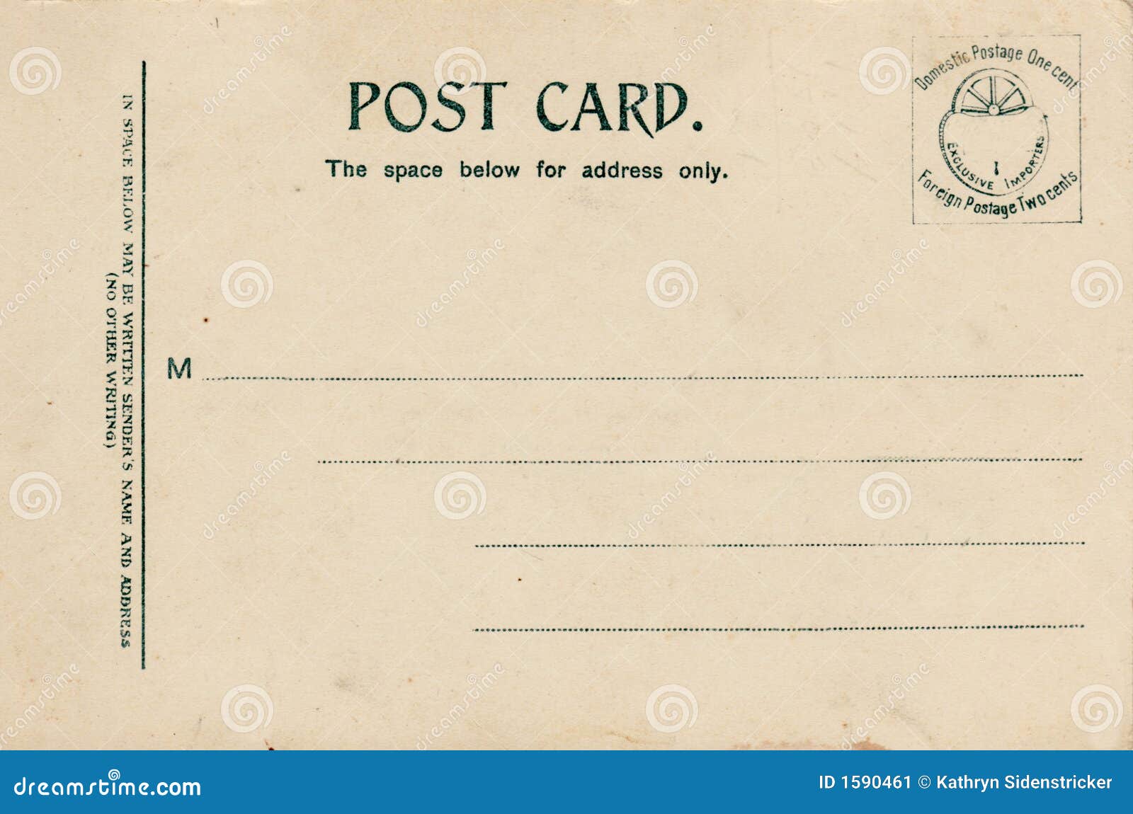 lined blank vintage postcard