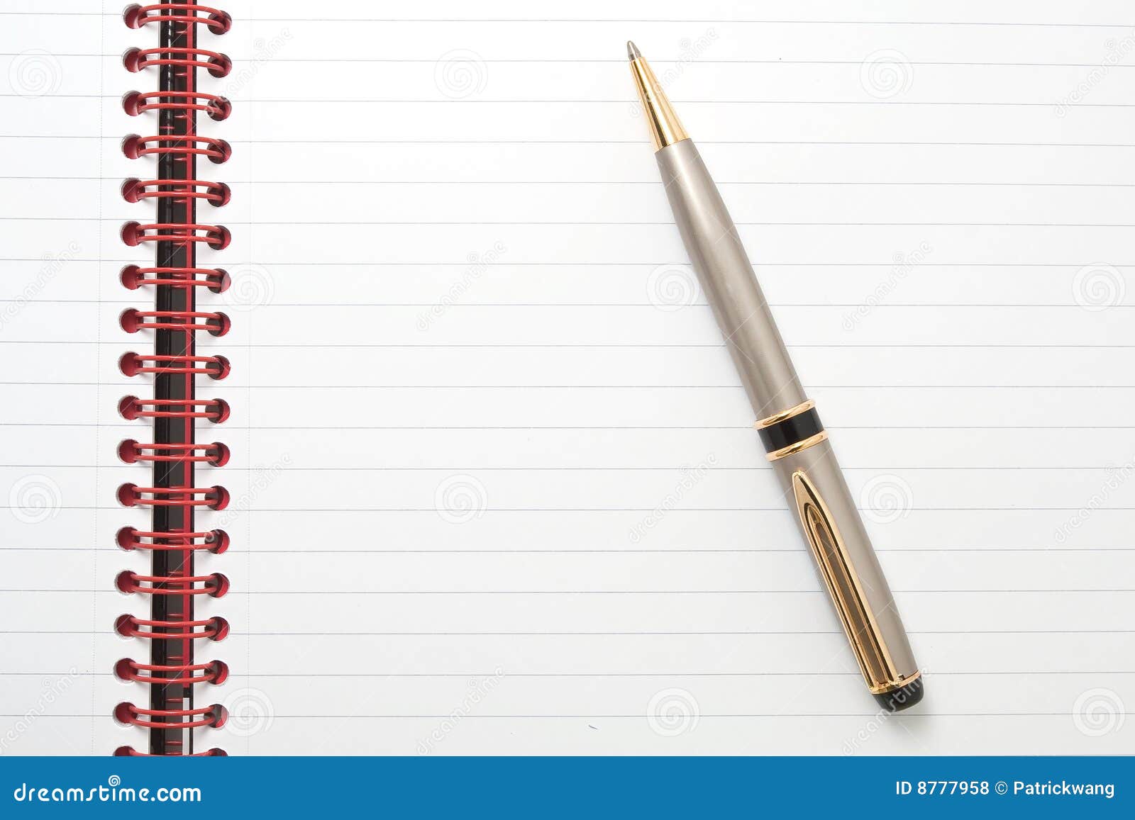 Lined Notepad with Red Binding and a Pen Stock Photo Image of ruled, bind 8777958
