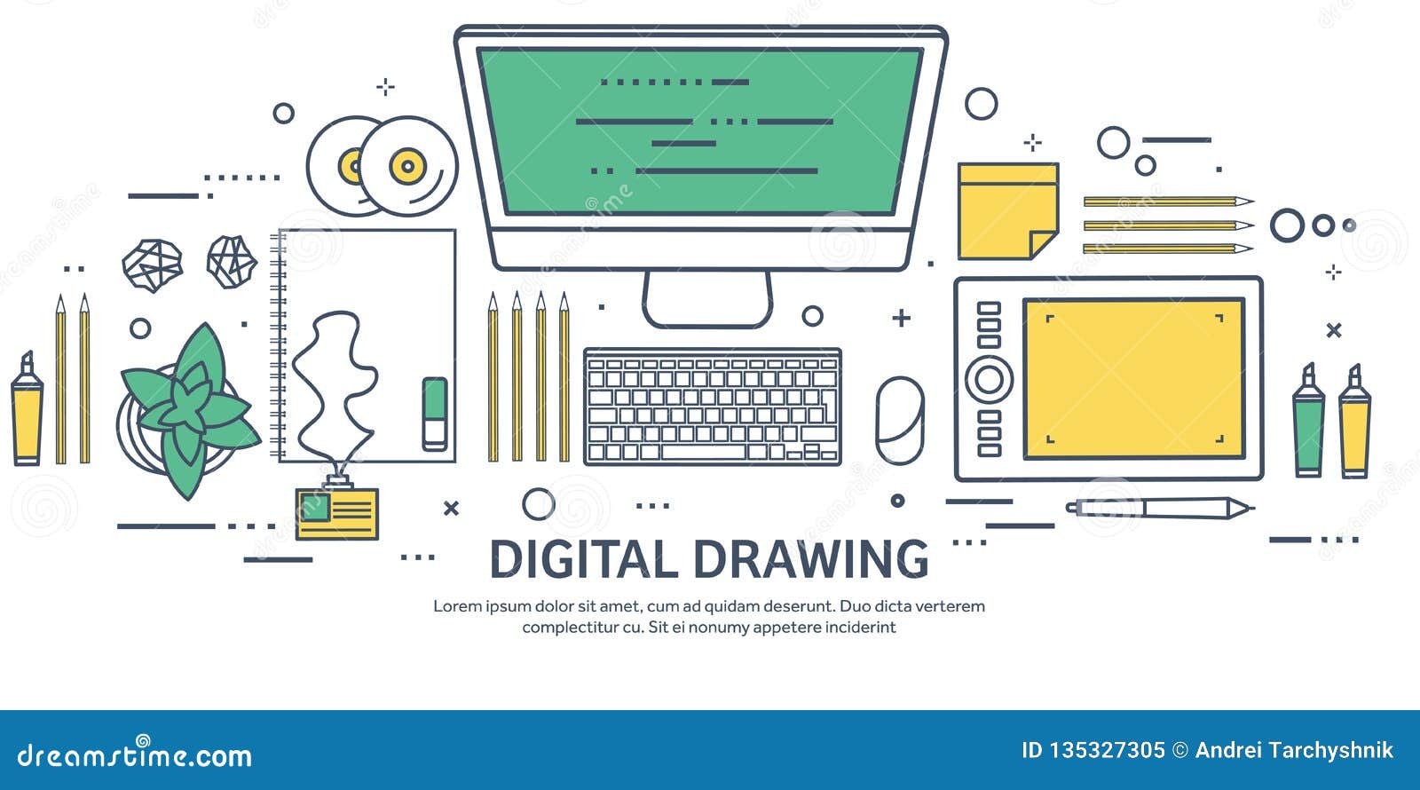 Lined Ouline Flat Graphic Web Design Drawing And Painting