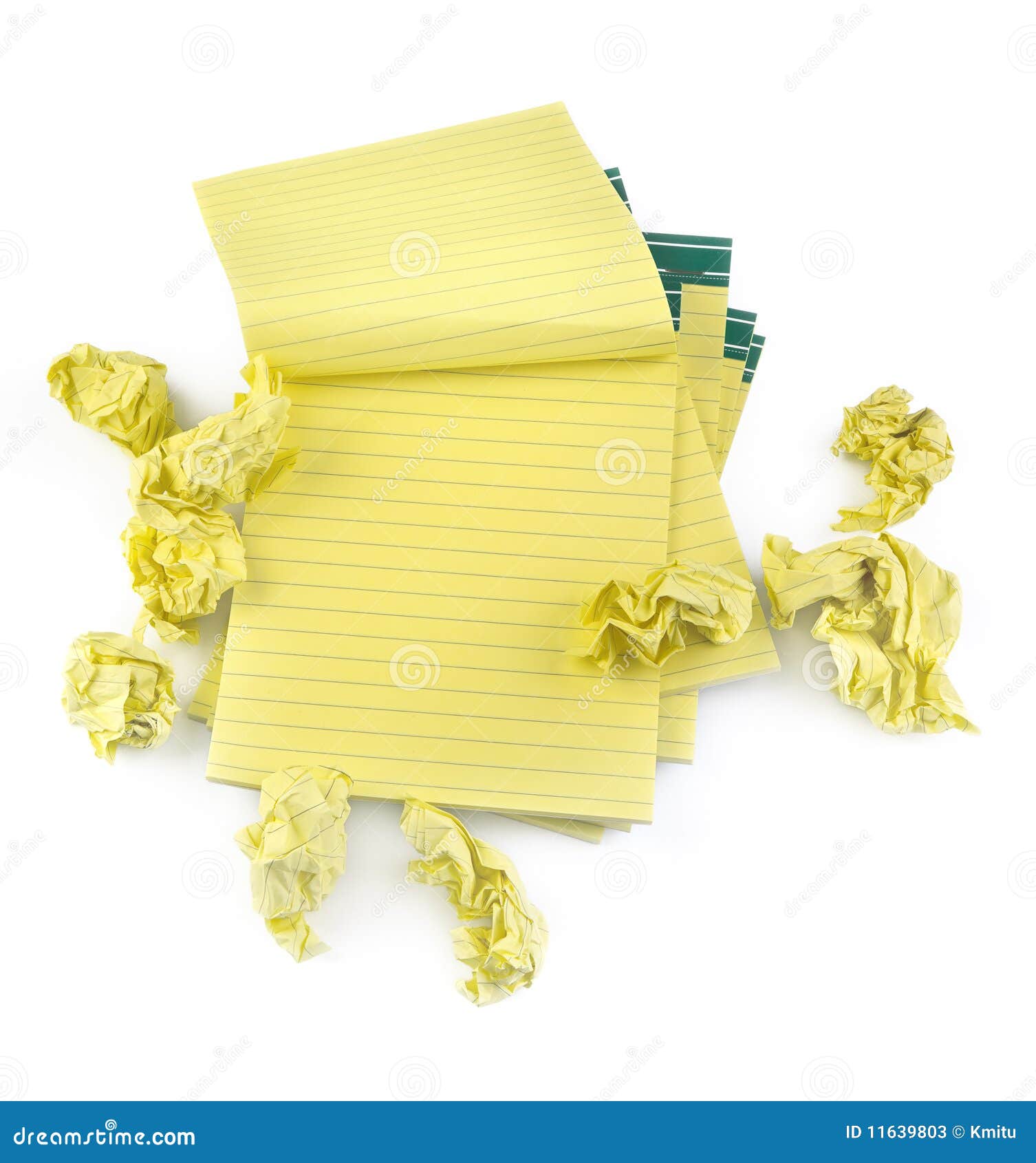 Crumpled Yellow Notepad Stock Photo - Download Image Now - Lined