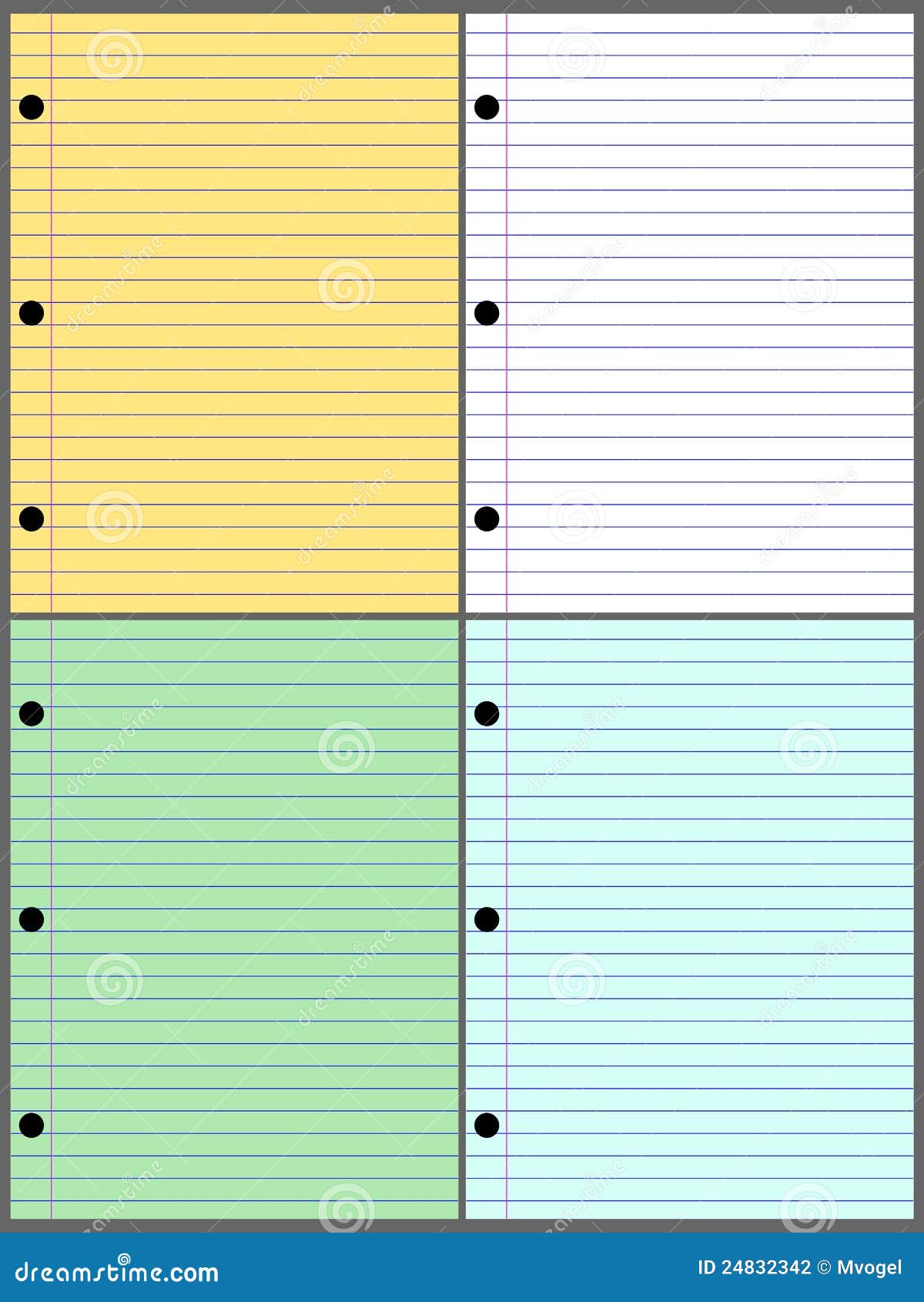 lined paper set stock illustration illustration of holes 24832342