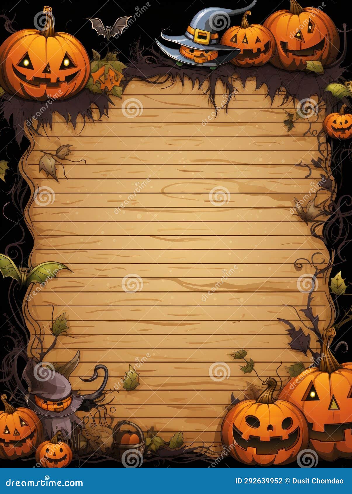 Lined Paper for Writing Halloween Theme. Generative AI Stock Photo