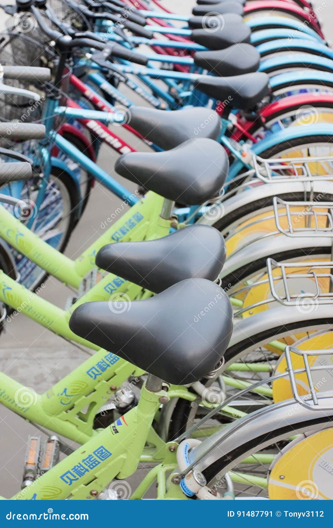 Lined Up Rental Bikes Beijing China Editorial Photo Image Of