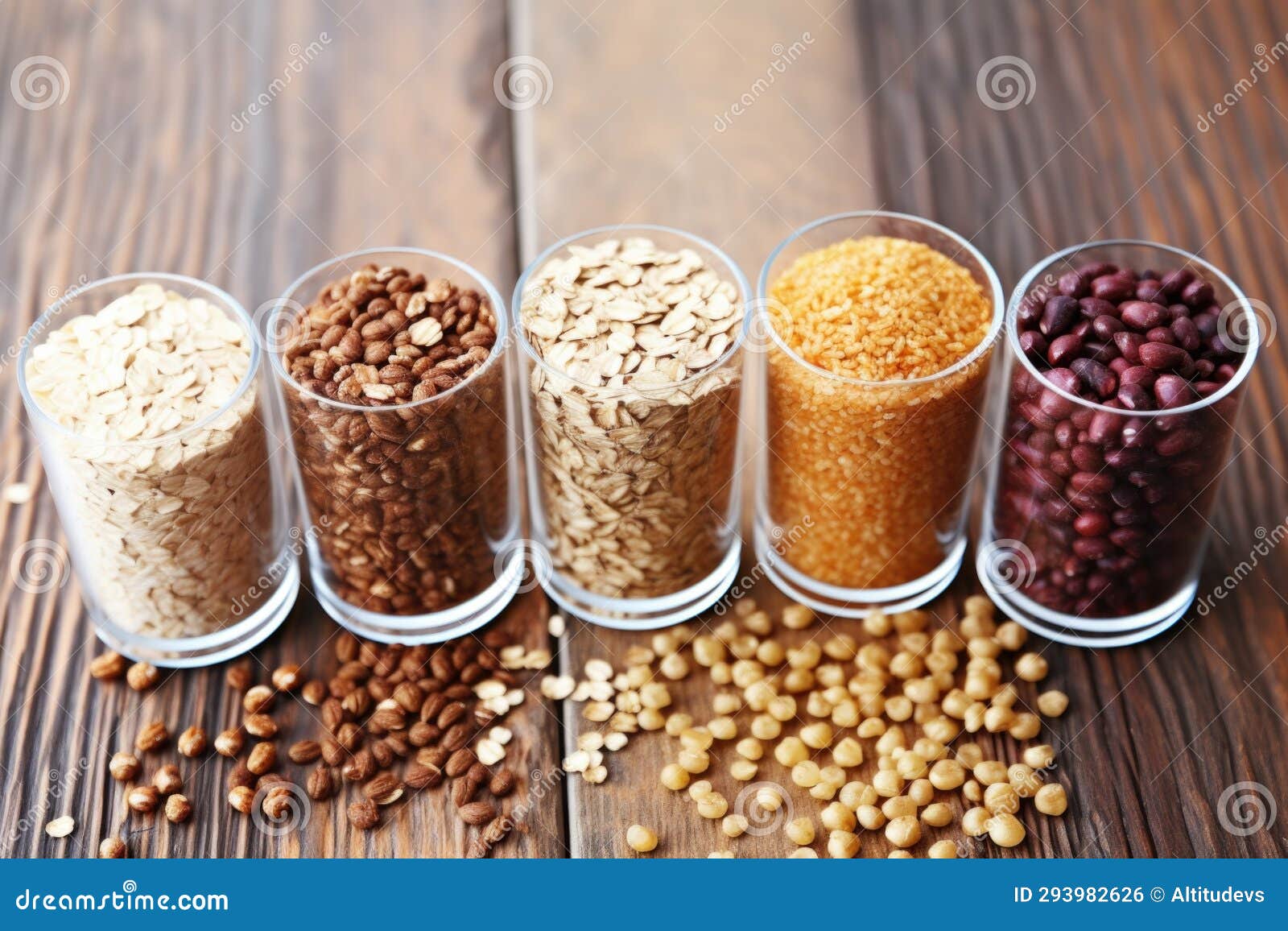 A Linedup Selection of Different Whole Grain Cereals Stock Illustration Illustration of