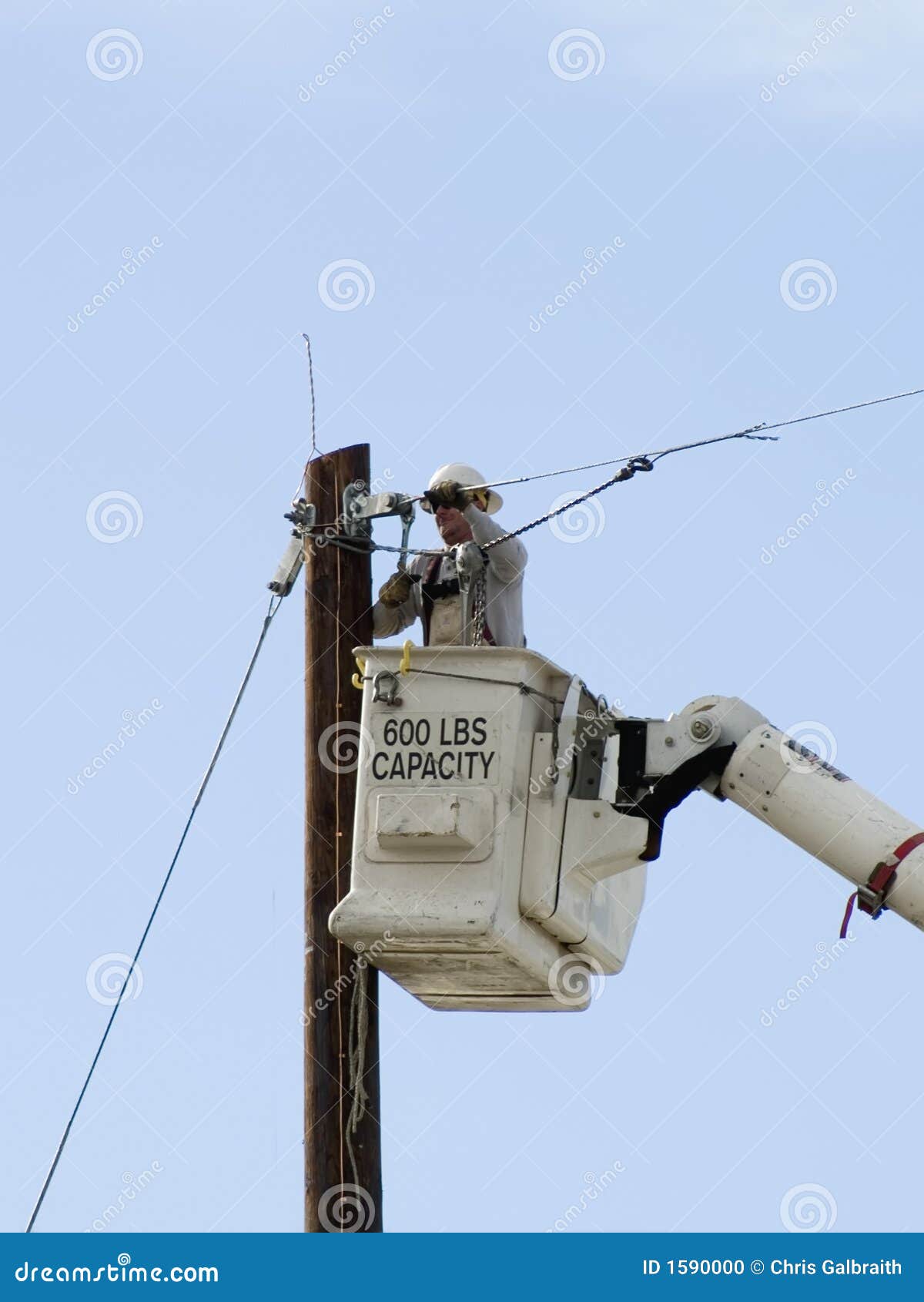 Lineman stock photo. Image of crane, bucket, skill, work 1590000