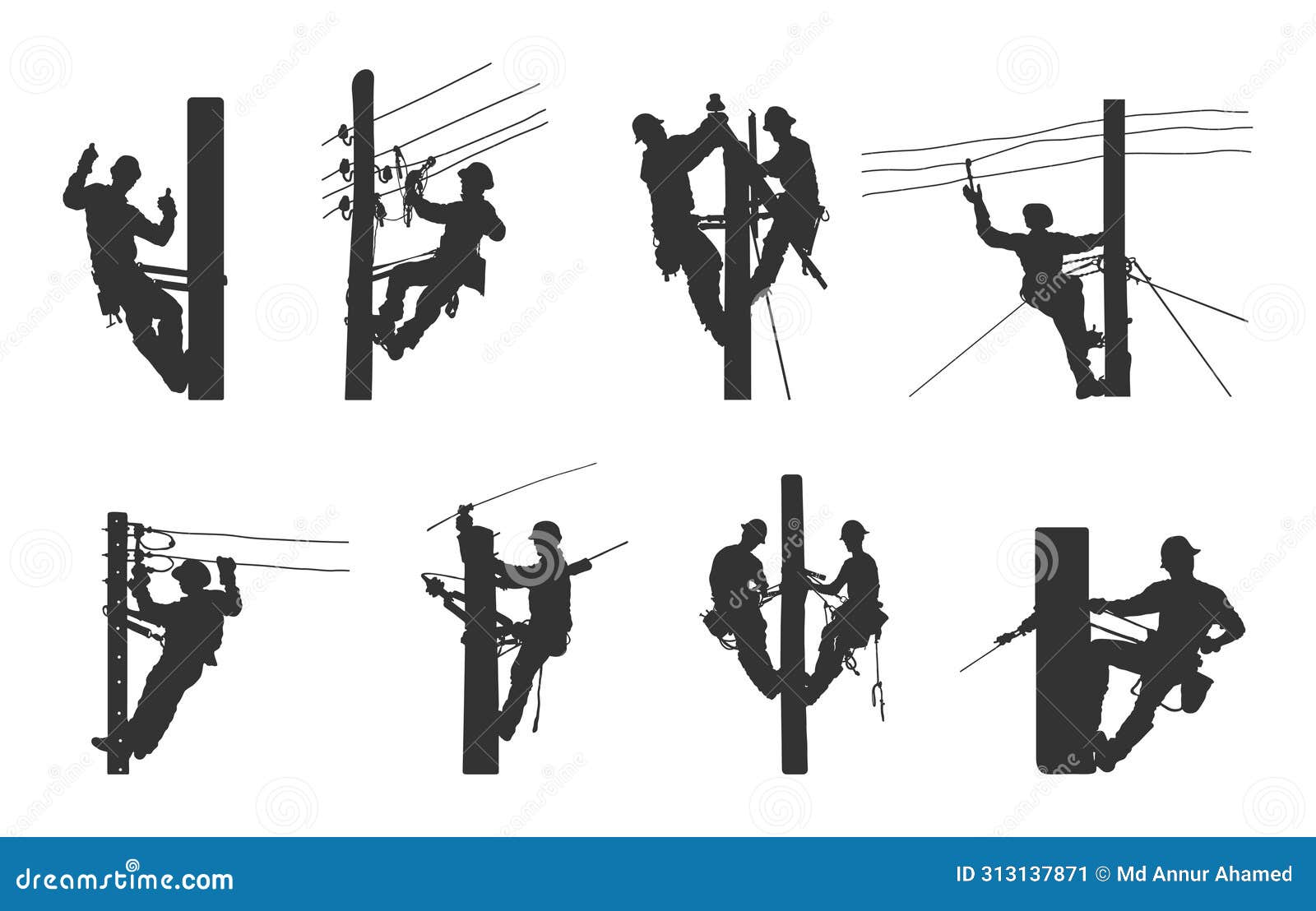 Lineman Silhouette, Electrical Lineman, Lineman Climbing Silhouette