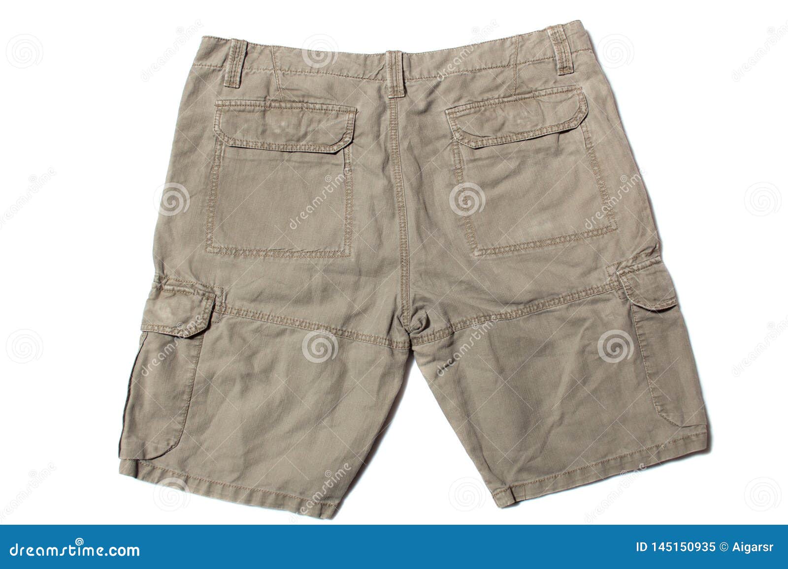 Linen cargo shorts stock image. Image of back, casual - 145150935