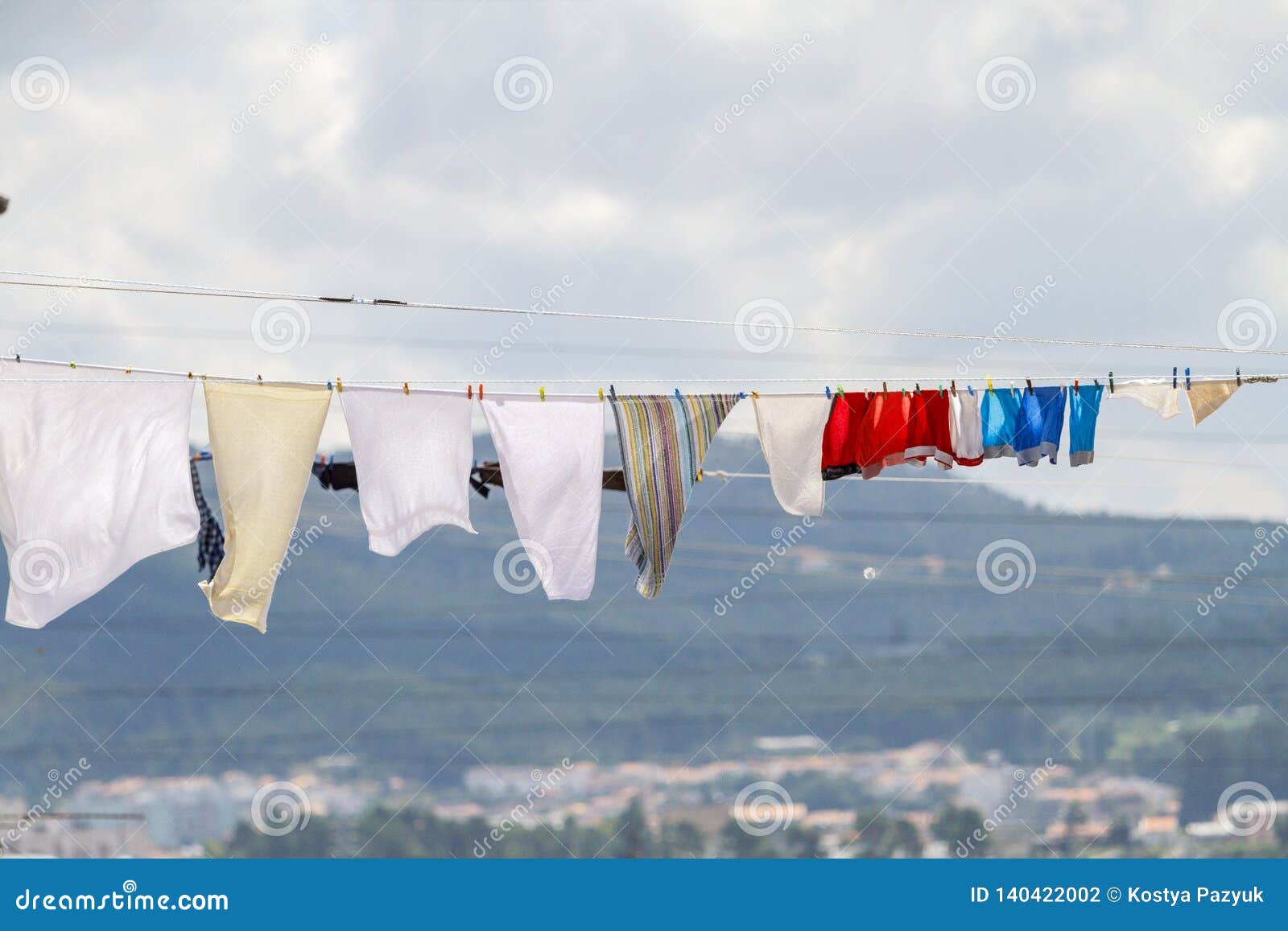 Linen is Dried in the Summer Heat Stock Photo Image of chemise, clean