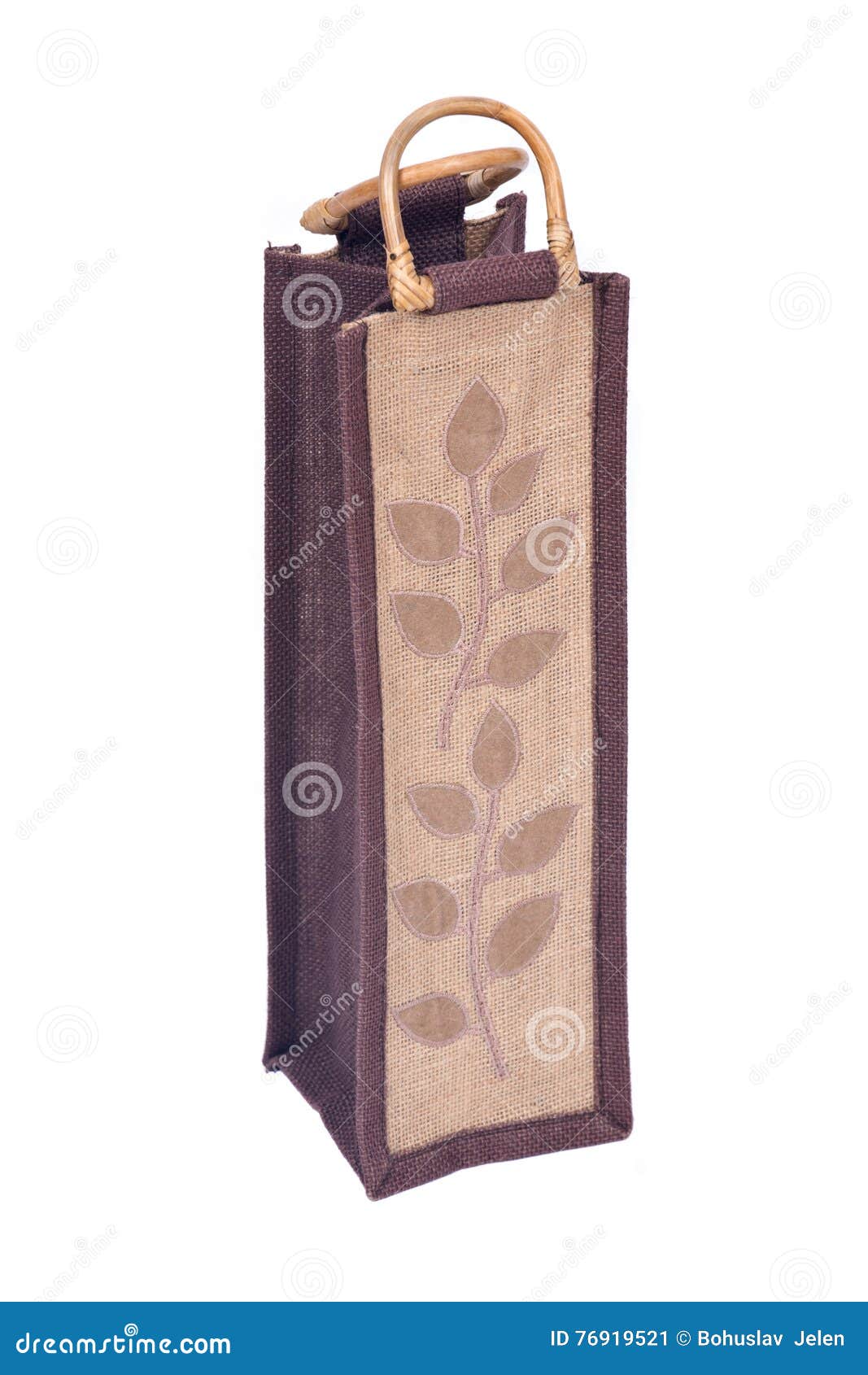 Linen wine bag stock image. Image of isolated, bottle 76919521