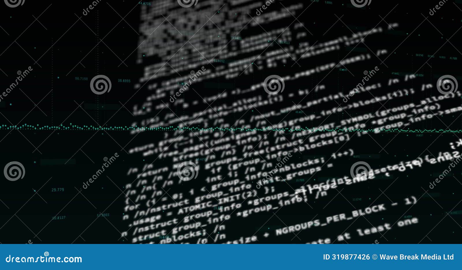 lines of computer code are displayed on dark screen with a greenish hue
