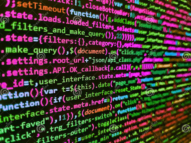 Lines of Html Code Visible. Programming Javascript on Laptop Computer ...