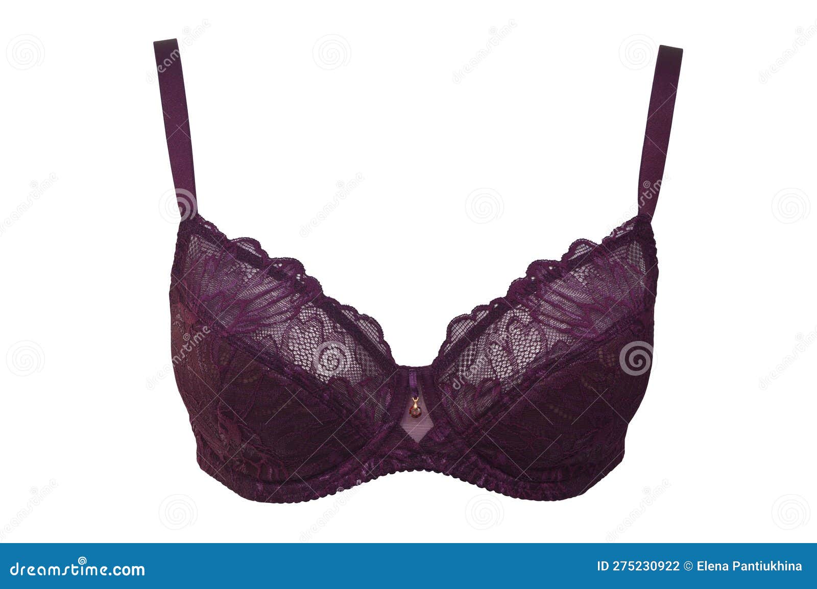 Lingerie. Beautiful Dark Burgundy Lacy Bra Isolated on White Background.  Front View. Fashionable Women S Underwear Stock Photo - Image of romance,  underwear: 275230922