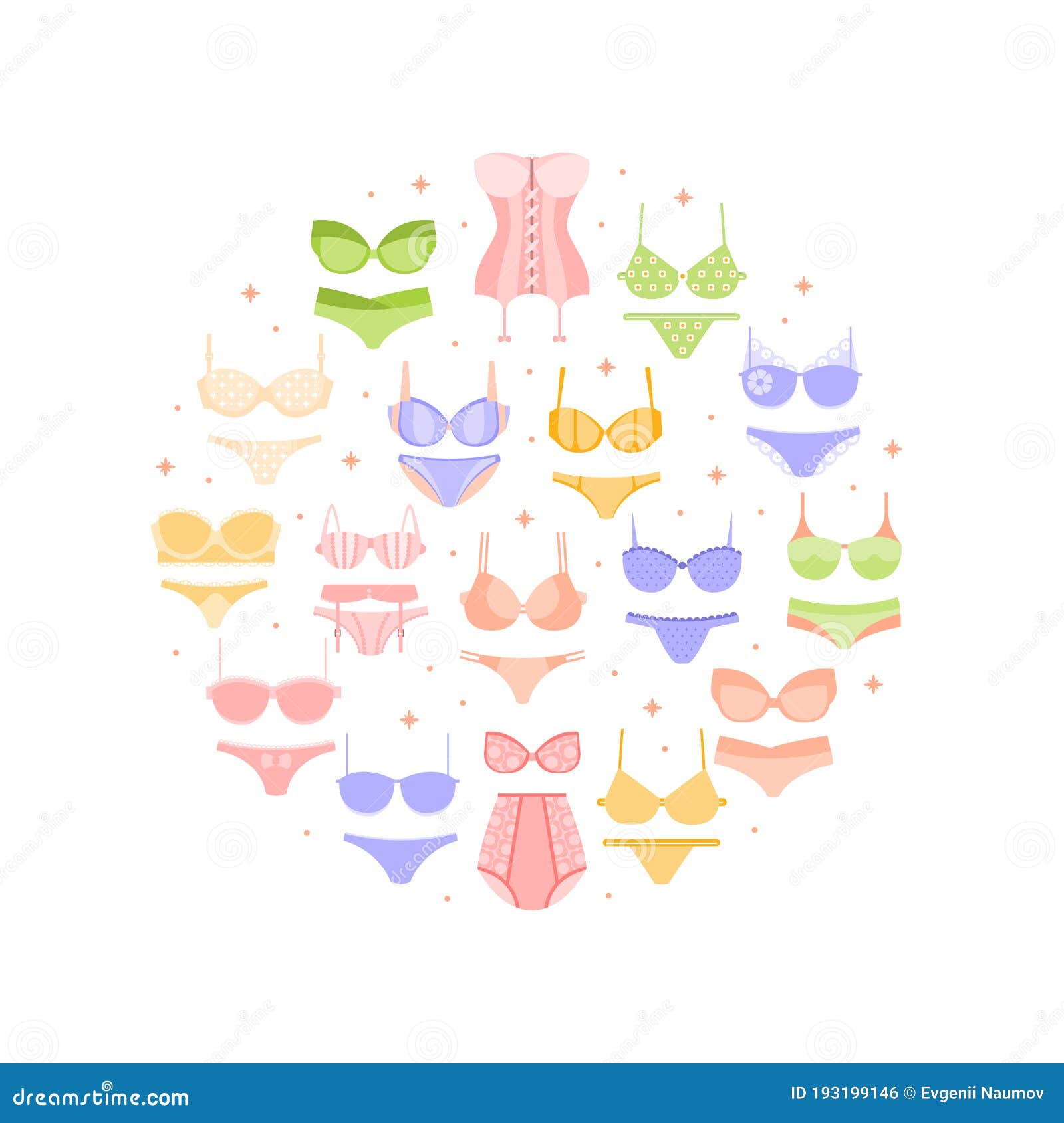 Lingerie Circle Poster with Female Underwear Attributes Arranged