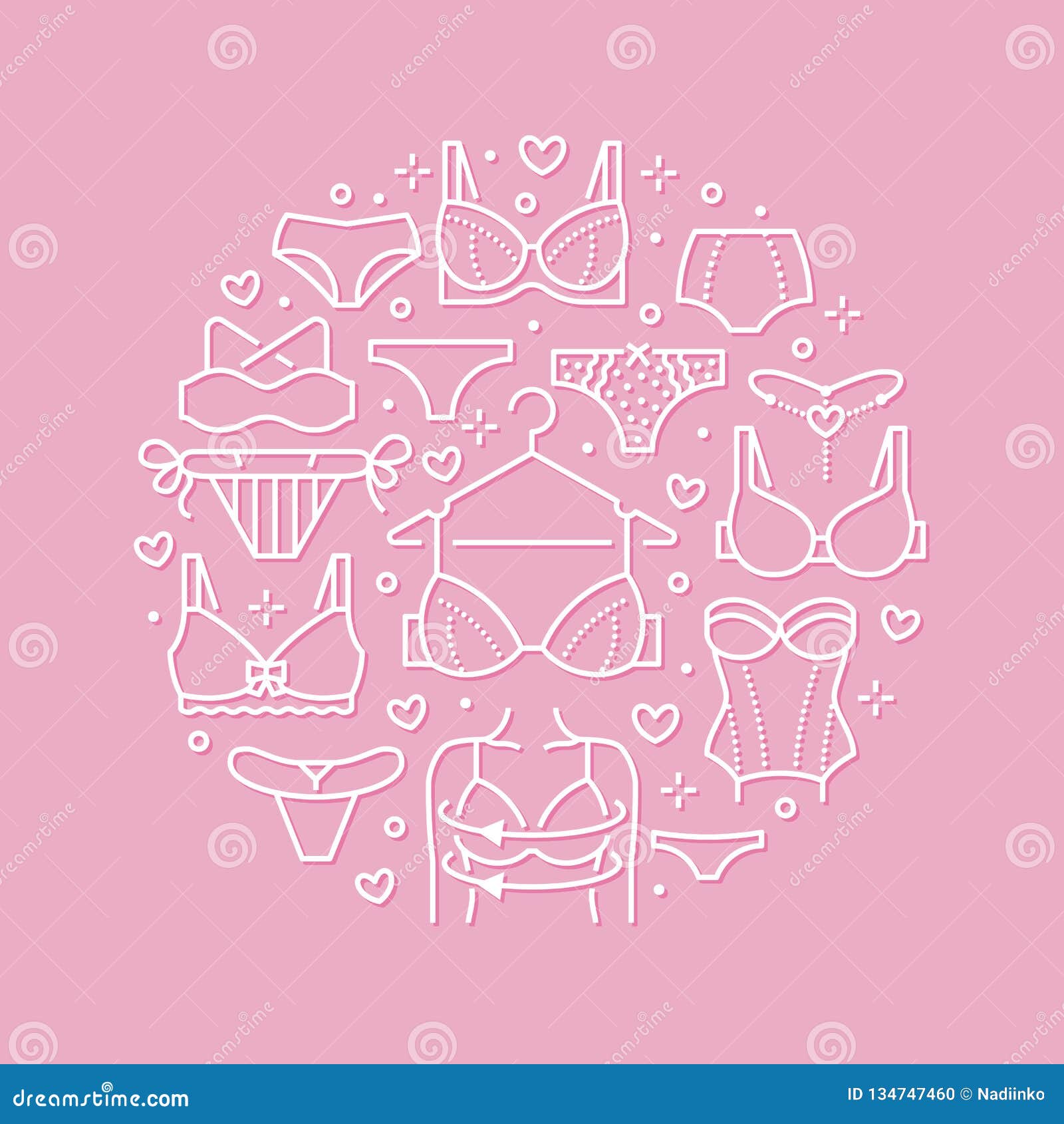 Female Panties Types Flat Icon Vector. Stock Vector - Illustration