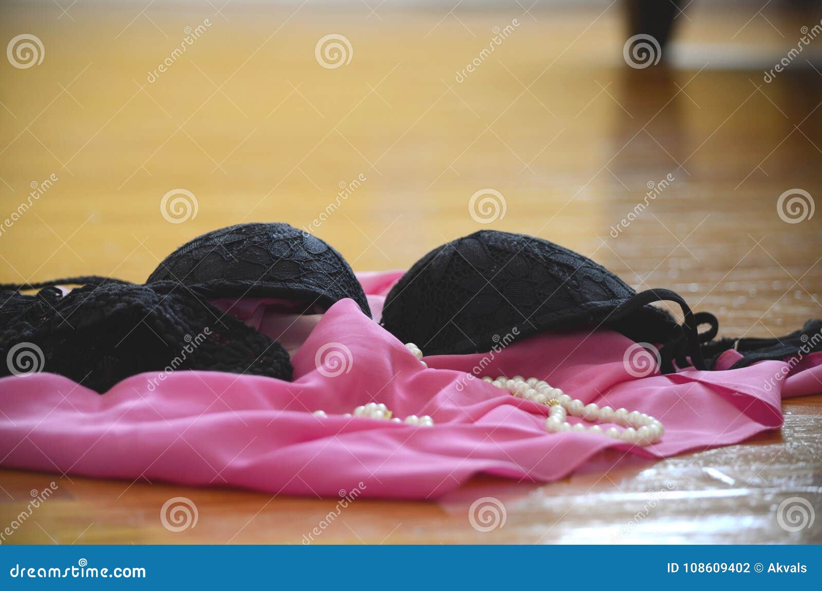 Lingerie and Clothes Thrown on the Floor Stock Photo - Image of slip,  dressing: 108609402