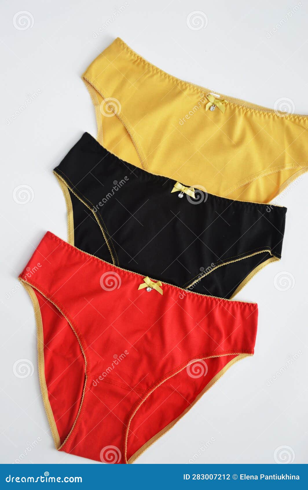Lingerie. Set of Women S Colored Cotton Panties on a White Background ...