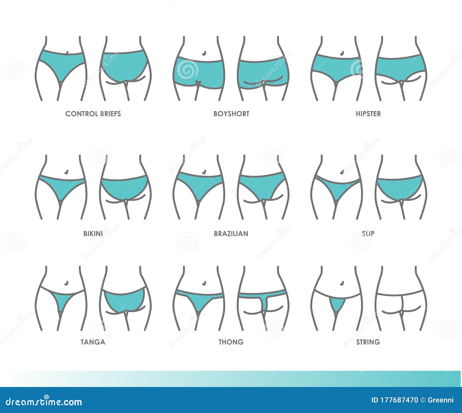 Lingerie.Types of Panties , Women Underwear Stock Illustration