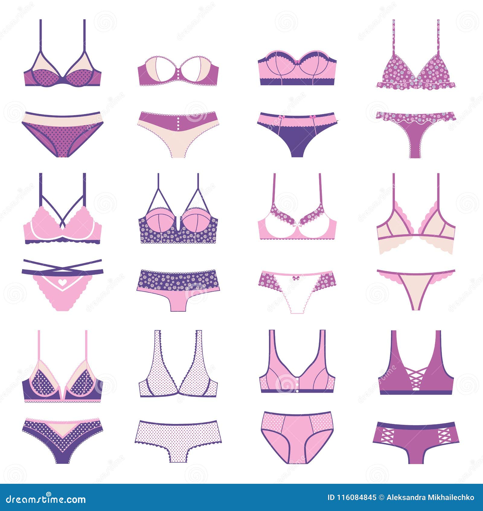 Lingerie Vector Icon Set Isolated on White. Stock Vector