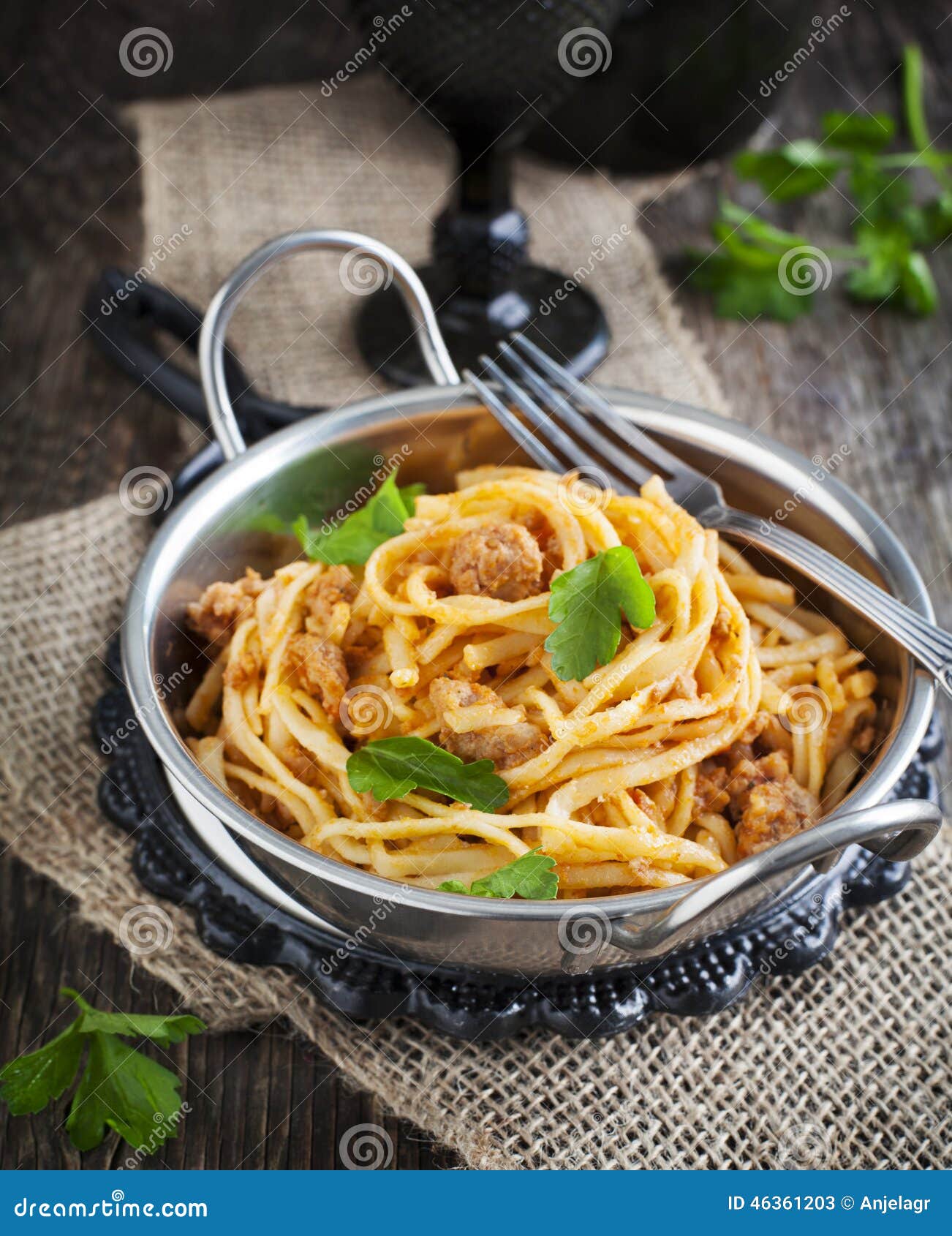 Linguine with Meat Tomato Sauce. Stock Image Image of vegetable