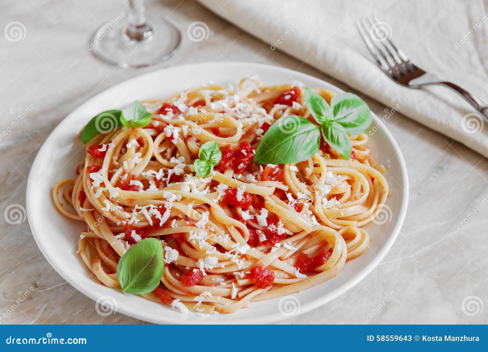 Linguine Pasta with Tomato Sauce and Cheese Stock Image Image of cheese, food 58559643