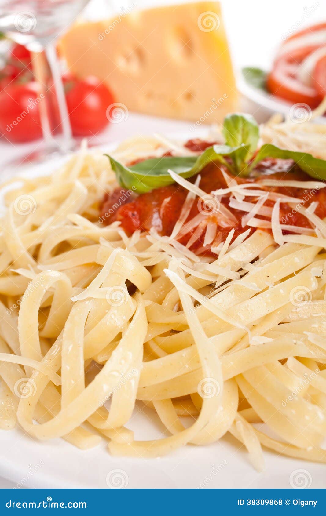 Linguine Pasta with Tomato Sauce Stock Photo Image of caprese