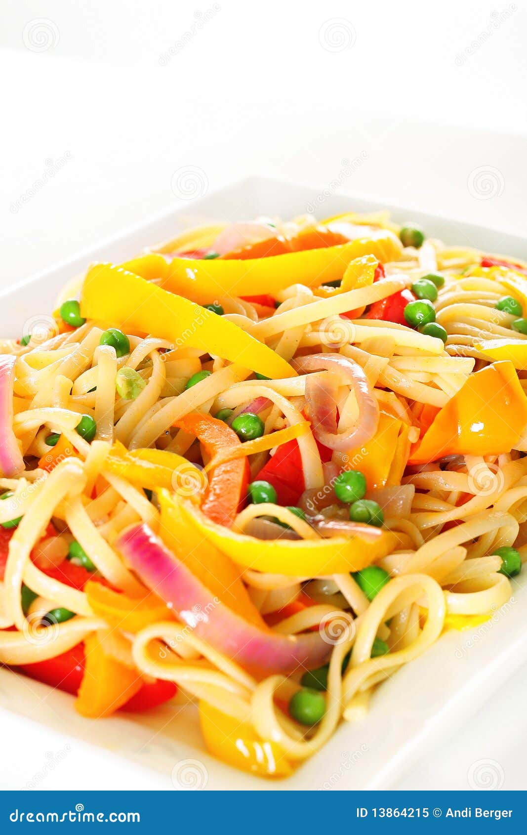 Linguine Pasta with Vegetables Angle Vertical Stock Image Image of