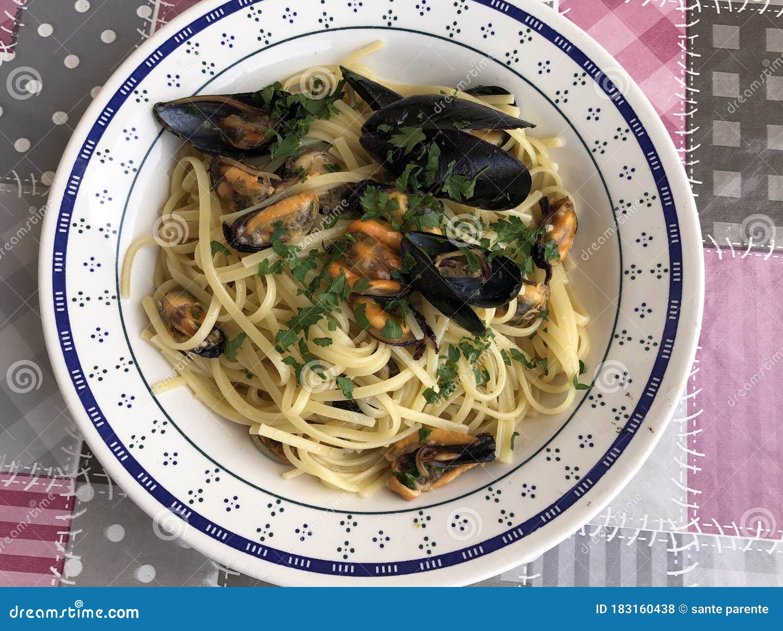 Linguini Pasta with Fresh Mussels Stock Photo Image of mediterranean
