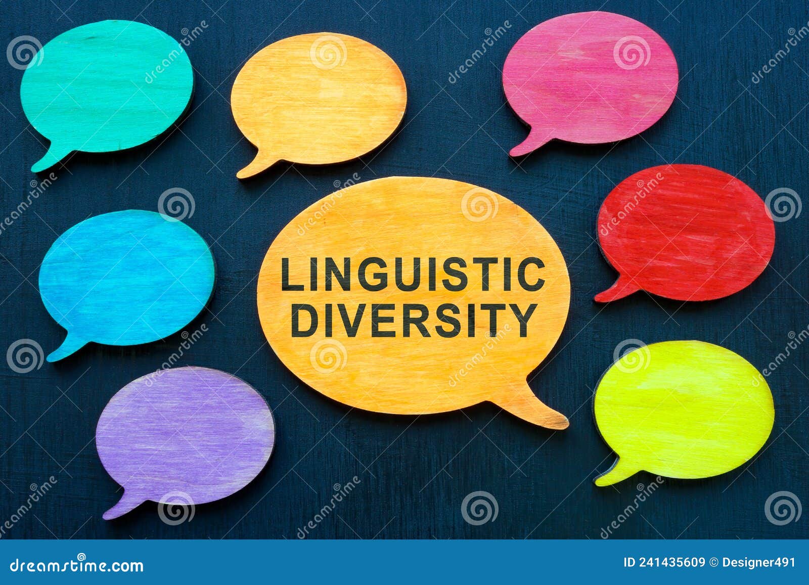 linguistic diversity. multicolored quote bubble and big one.