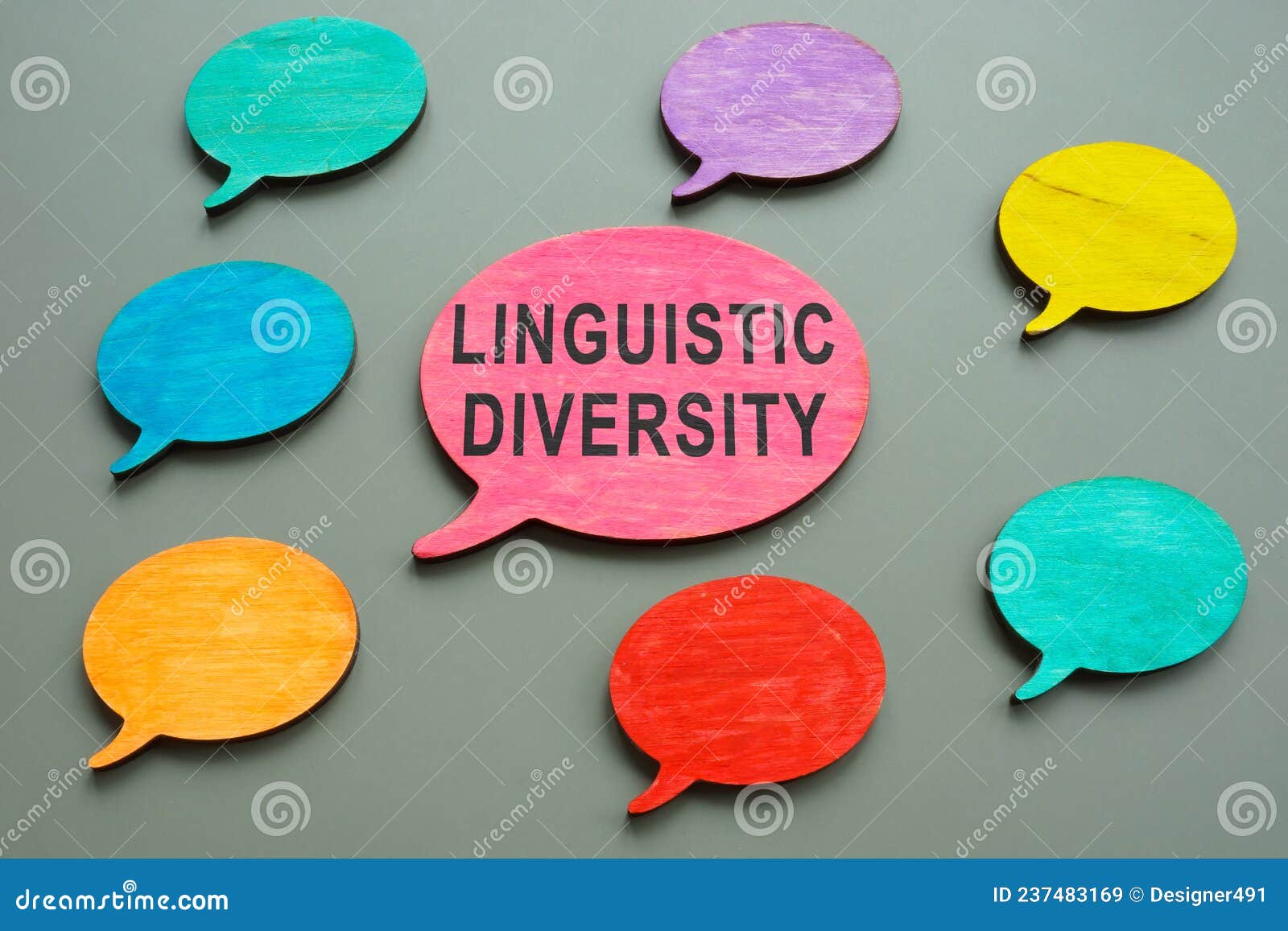 linguistic diversity words on the speech bubble.