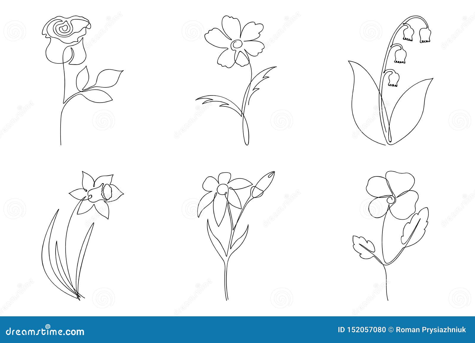 Vetores de Desenho De Linha Contínua De Vector Conjunto De Bonito