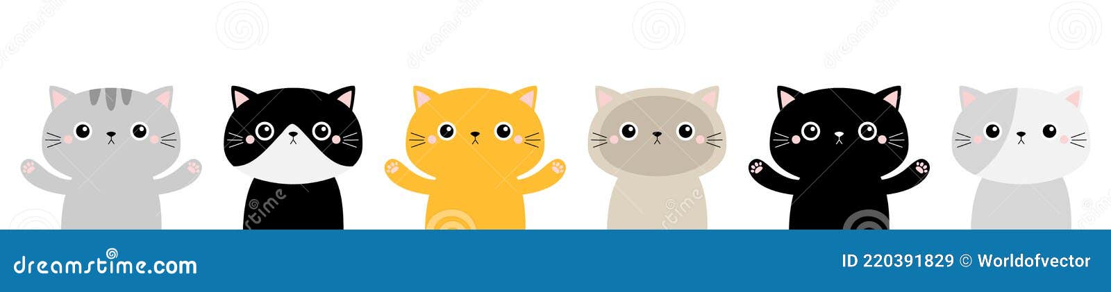 Gatos Desenhos Animados Design, Kawaii Expressão Personagem Bonito