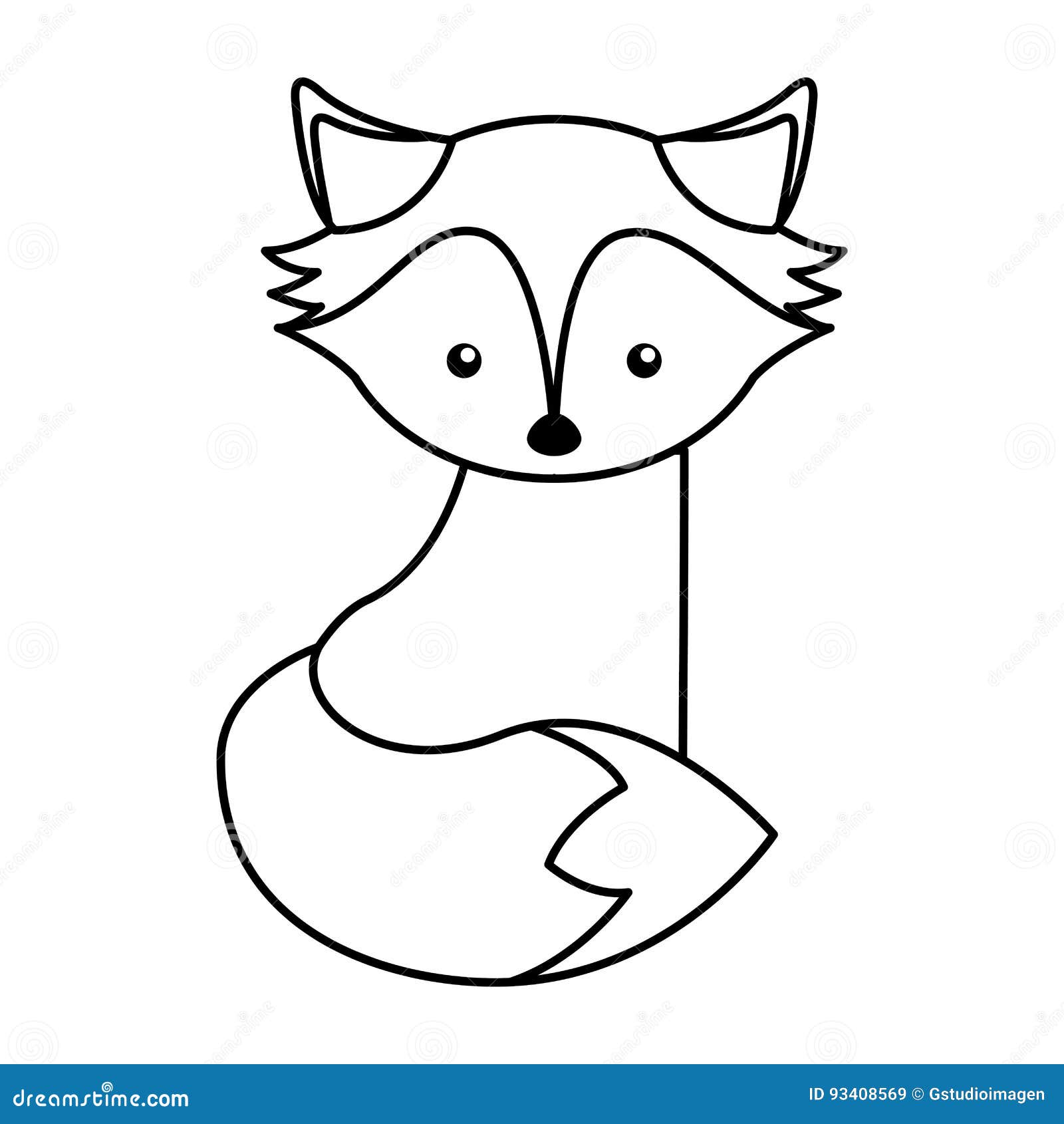 Contorno de raposa simples e bonito em estilo de desenho animado