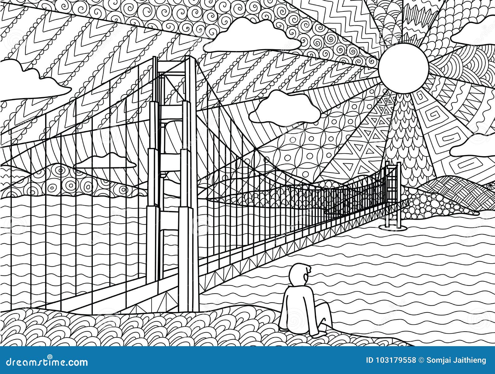 Desenho de Mandala Paisagem Urbana para colorir