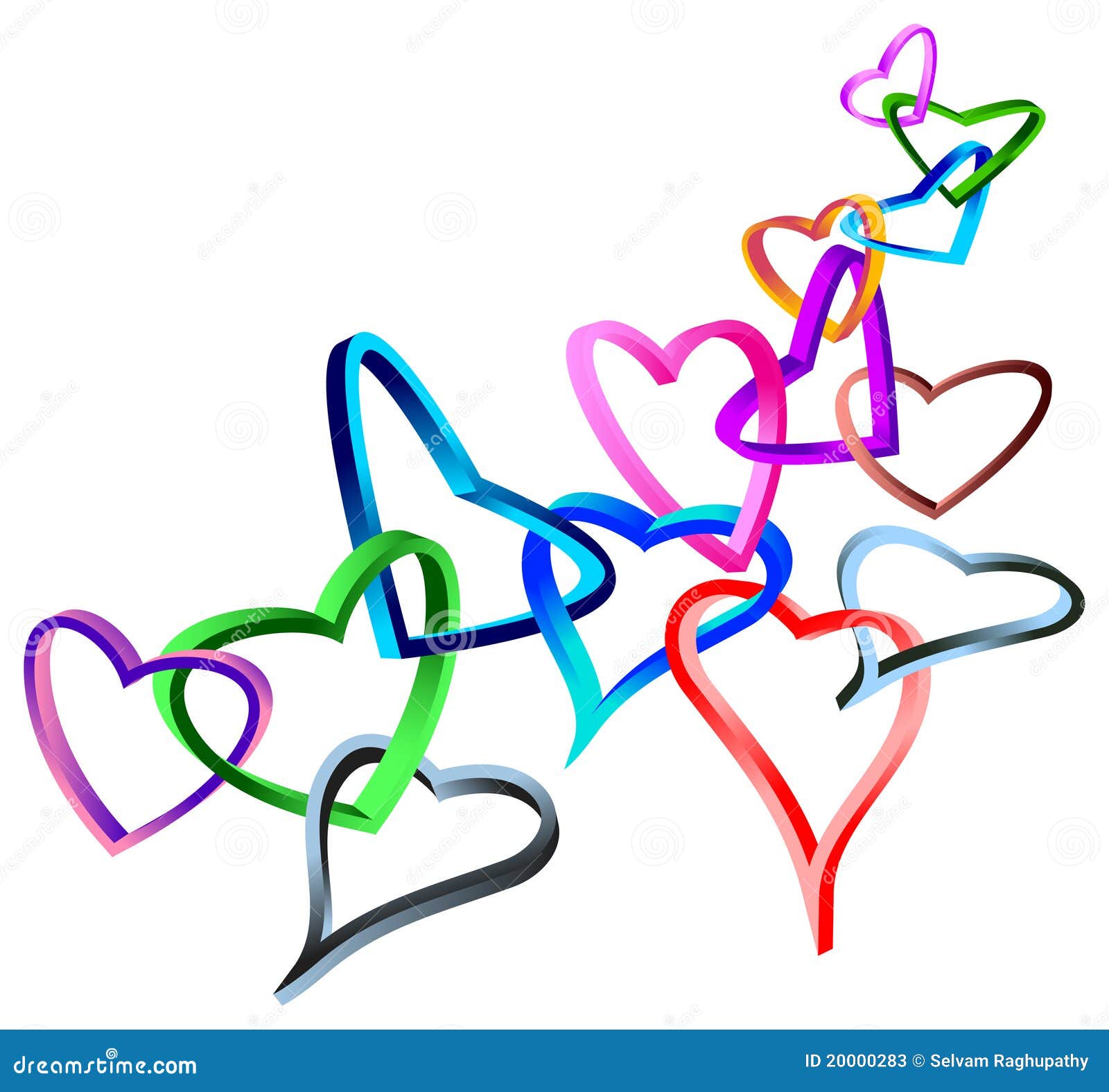 linked 3 d hearts