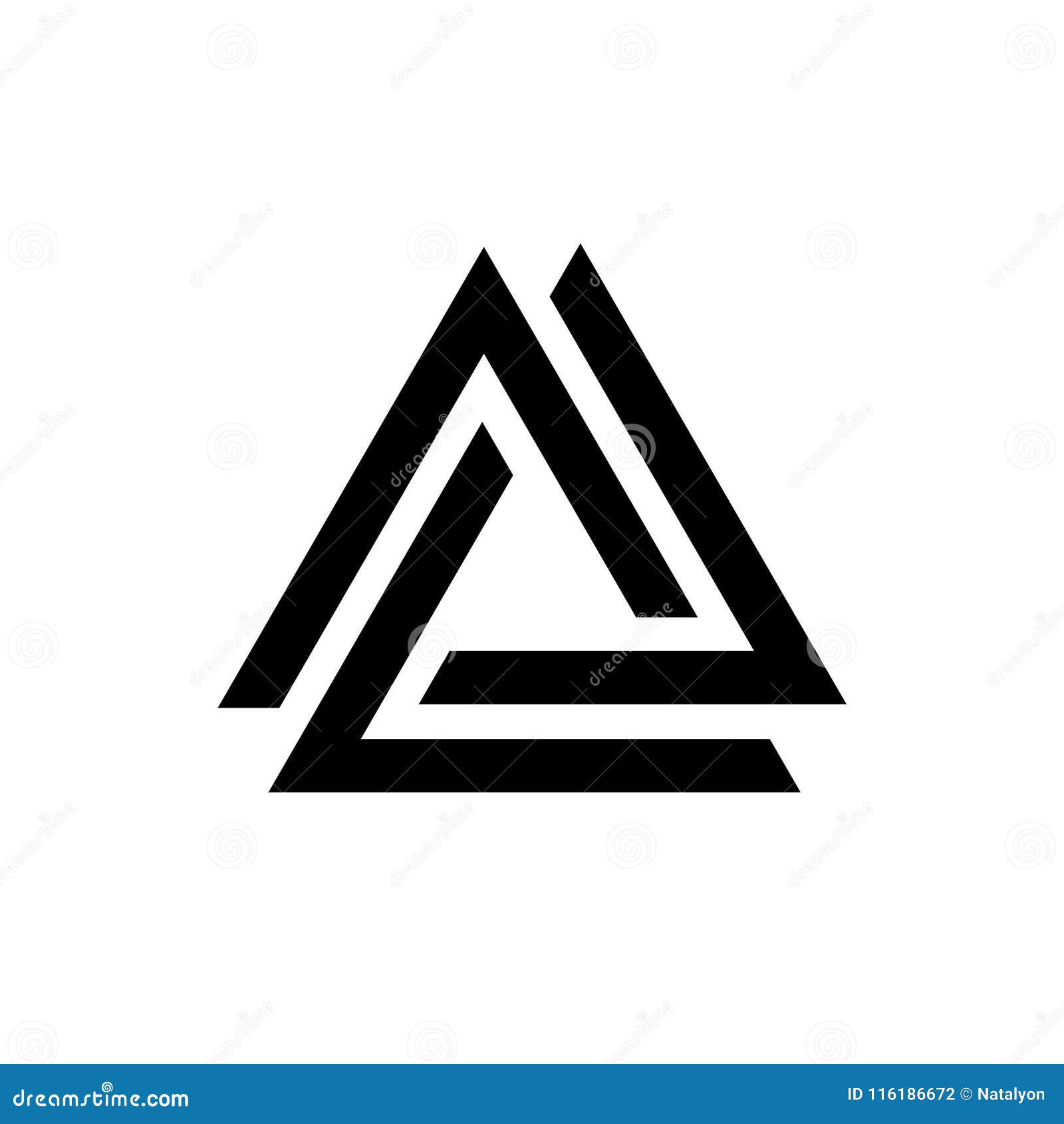 Linked Triangles Black and White Geometric Abstract Logo, Vector Stock ...