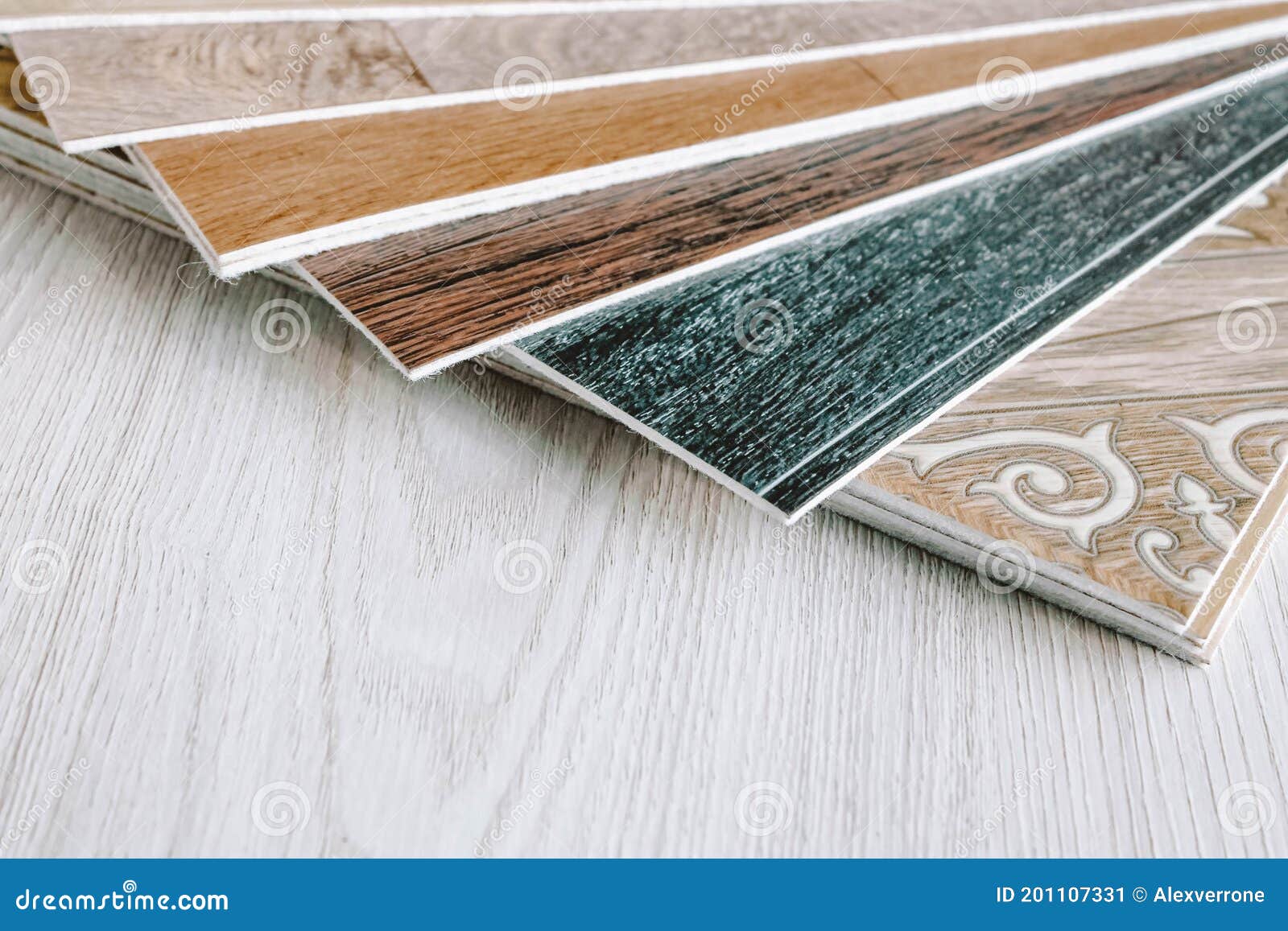 Linoleum Cut into Pieces. Samples of Flooring in a Bundle Stock Image