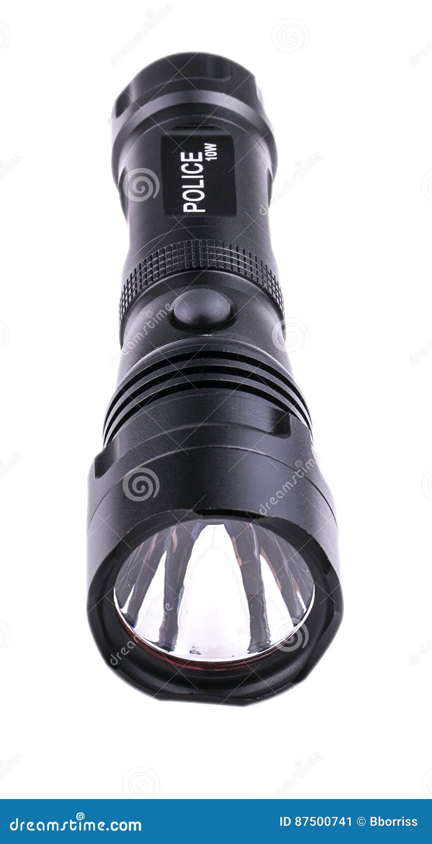 Linterna Negra De La Policía En Blanco Imagen de archivo - Imagen de  herramienta, equipo: 87500741