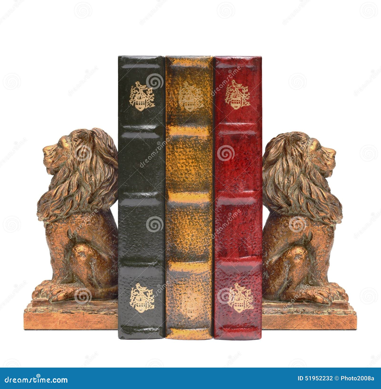 Lion Bookends and Antique Old Books Stock Photo Image of decoration