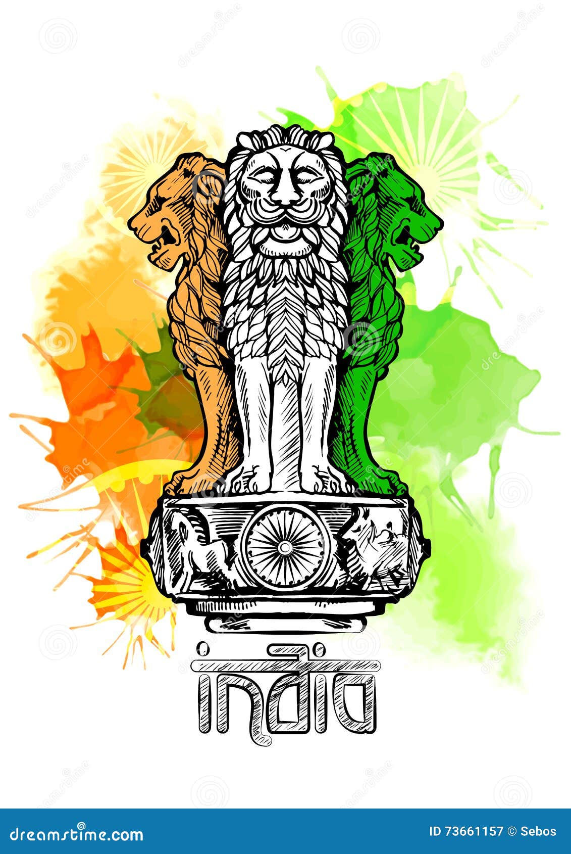 India Republic Day vector background. One continuous line drawing concept  with hand, Indian flag, lettering. Stock Vector | Adobe Stock