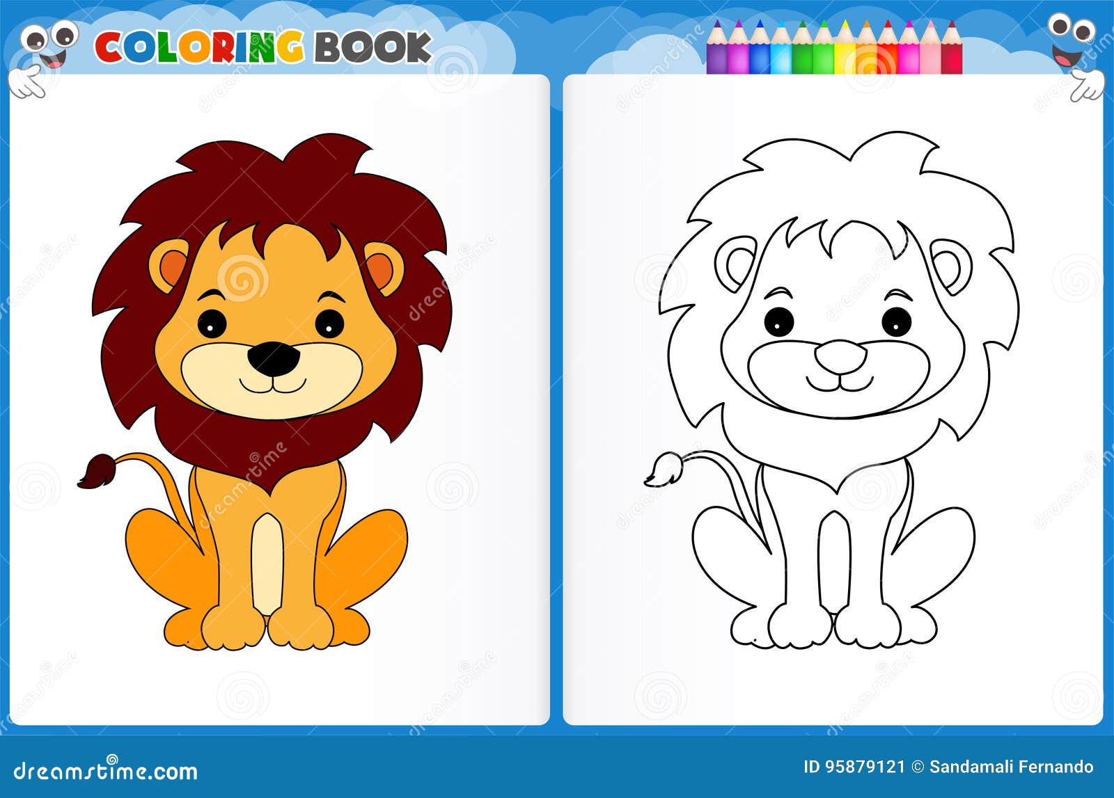 lion coloring page stock illustration illustration of mammal 95879121