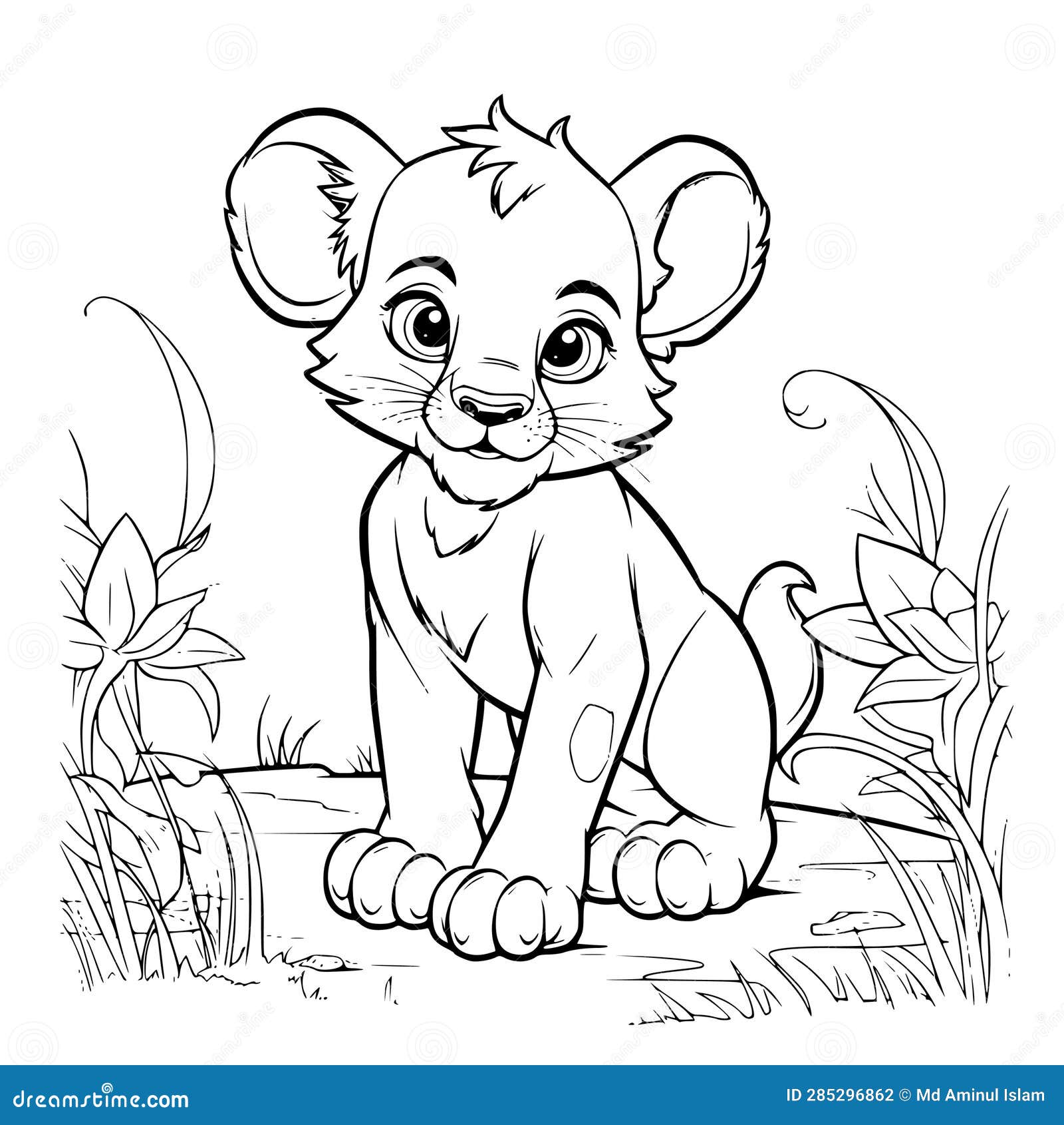 Animals set. Lion family: lion, lioness and two cub. Sketch. Engraving  style. Vector illustration. Stock Vector | Adobe Stock