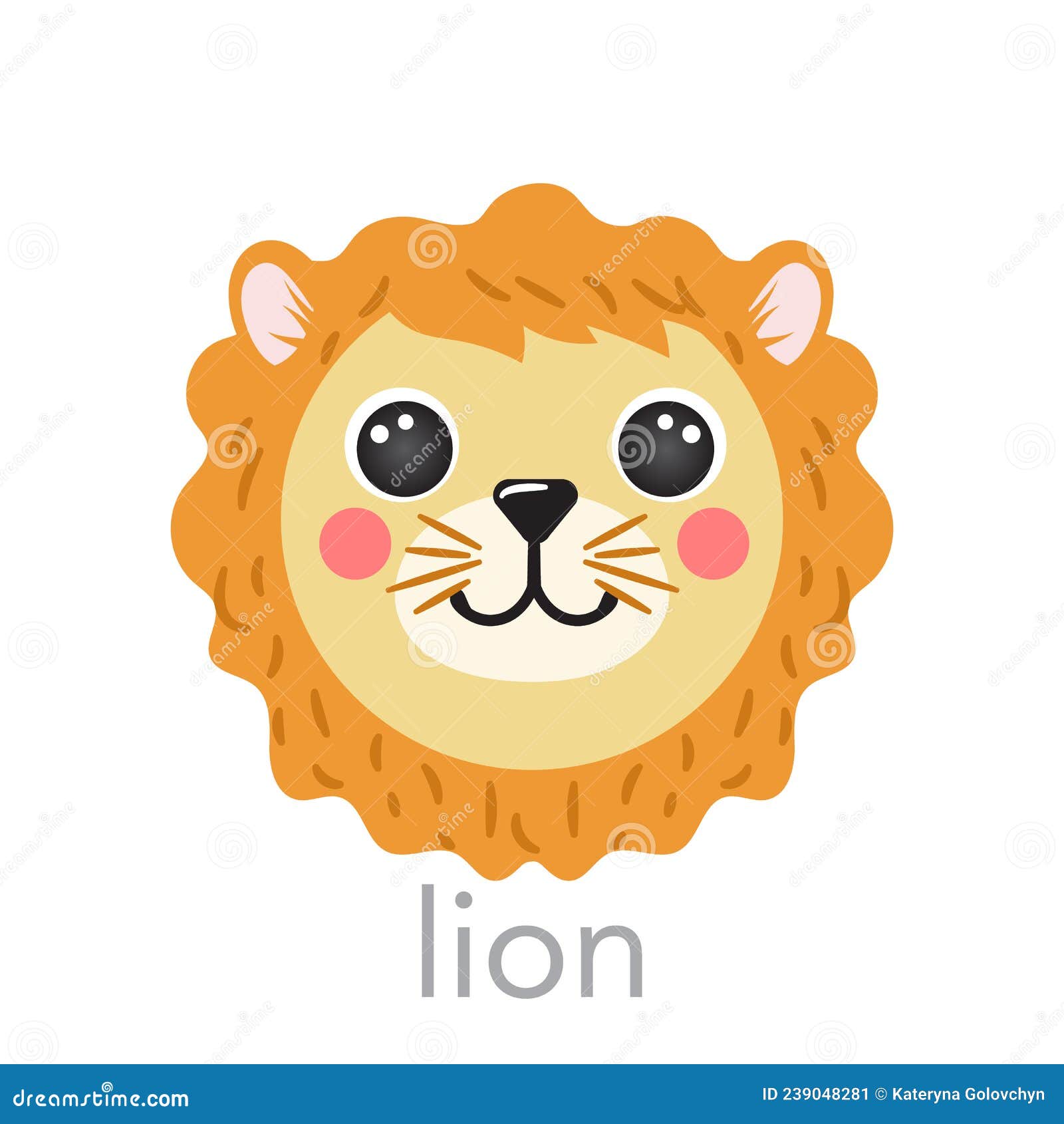 Lion Cute Portrait with Name Text Smiley Head Cartoon Round Shape Animal  Face, Isolated Vector Icon Illustrations Stock Vector - Illustration of  animal, sketch: 239048281