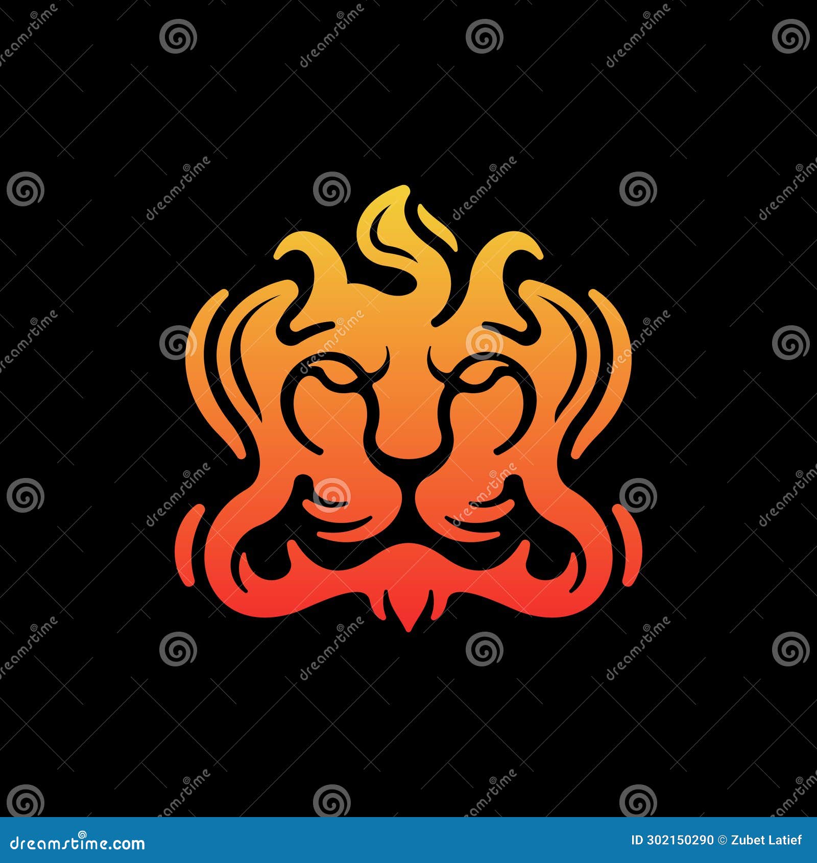 lion flame logo  template, flame lion head , logo , concept 