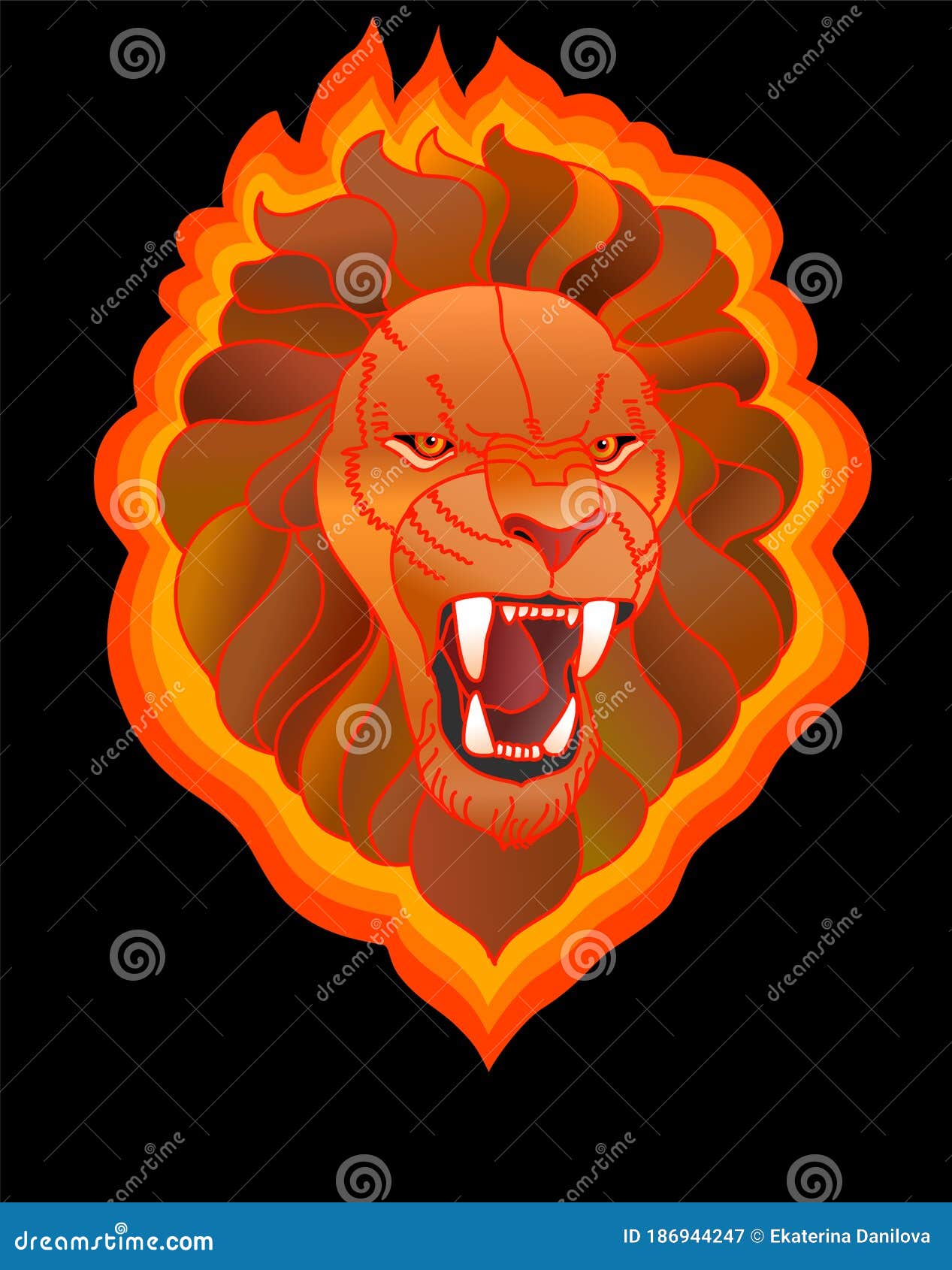 Lion Growls, Open Mouth, Angry Animal Stock Vector ...