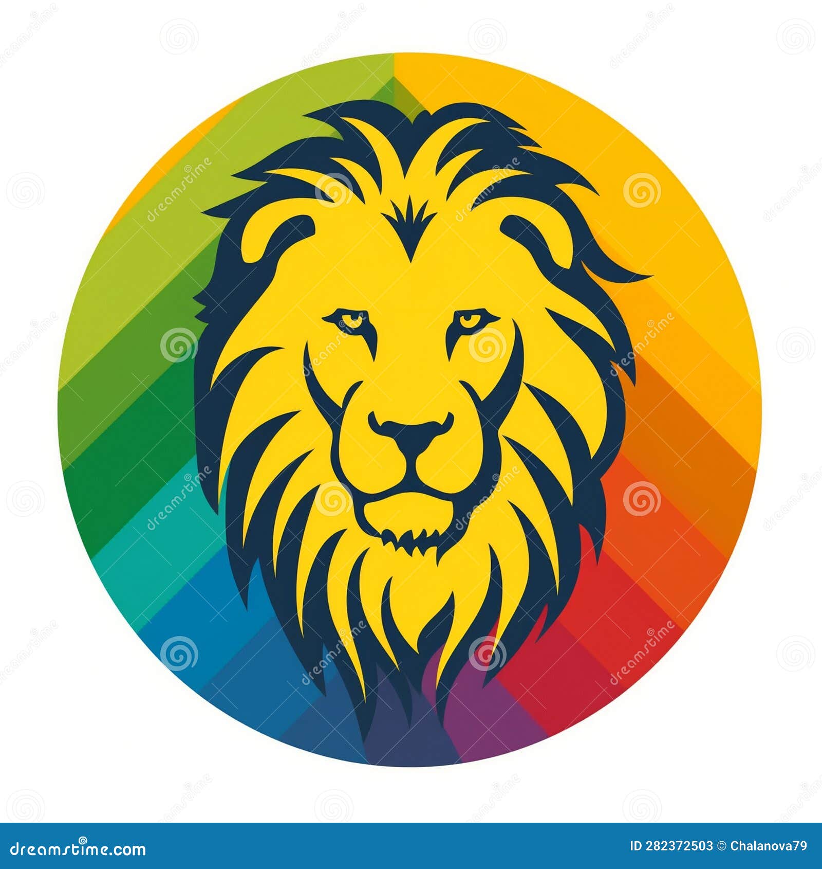 Lion Head in Color Isolated on White. Pride Symbol. Generative Ai Stock