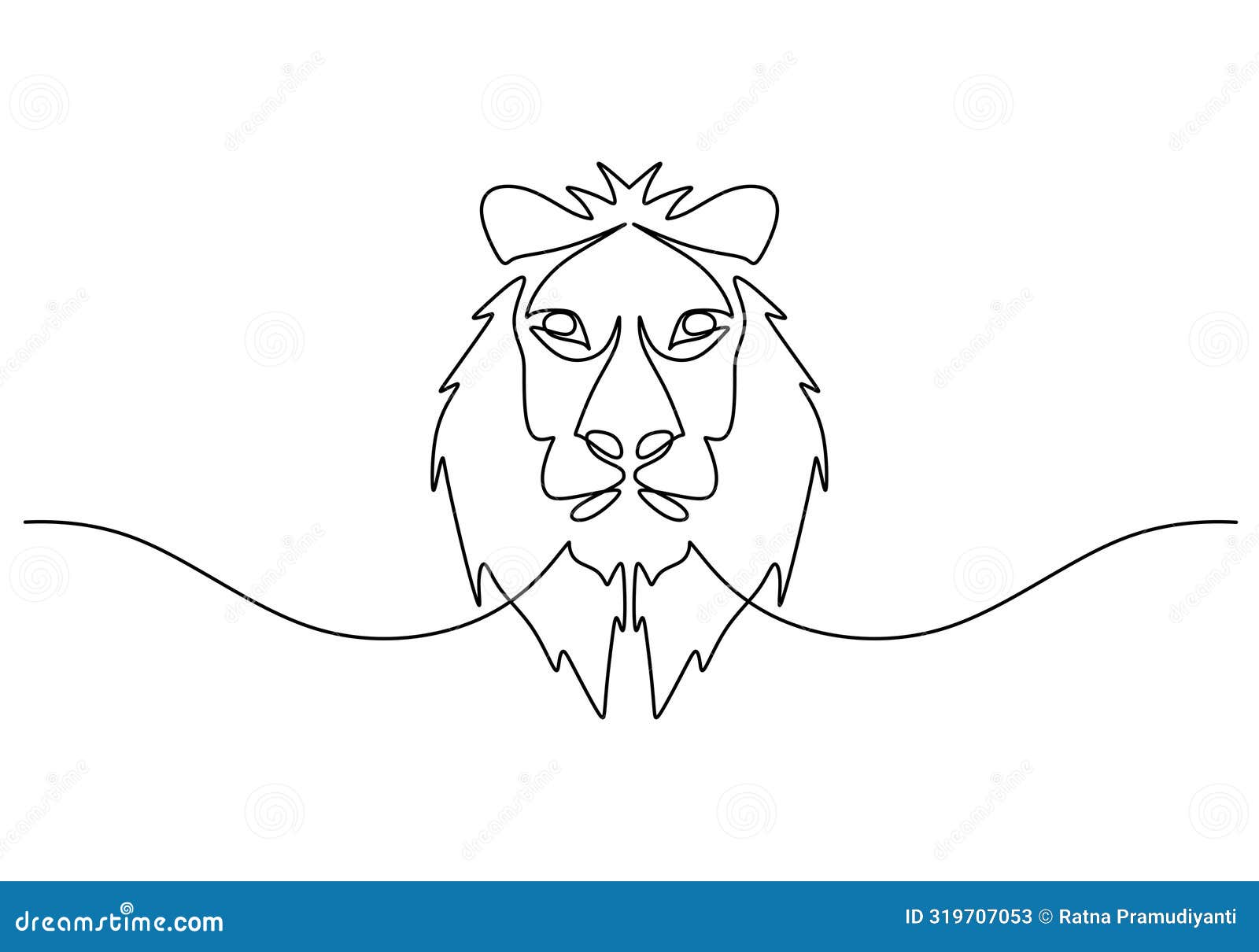 lion head continuous one line art drawing.   . minimalist  handdrawn