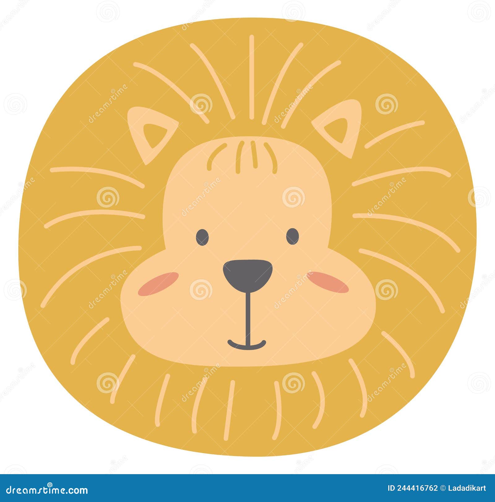 Lion Head in Cute Baby Style. Lovely Animal Face Stock Vector ...